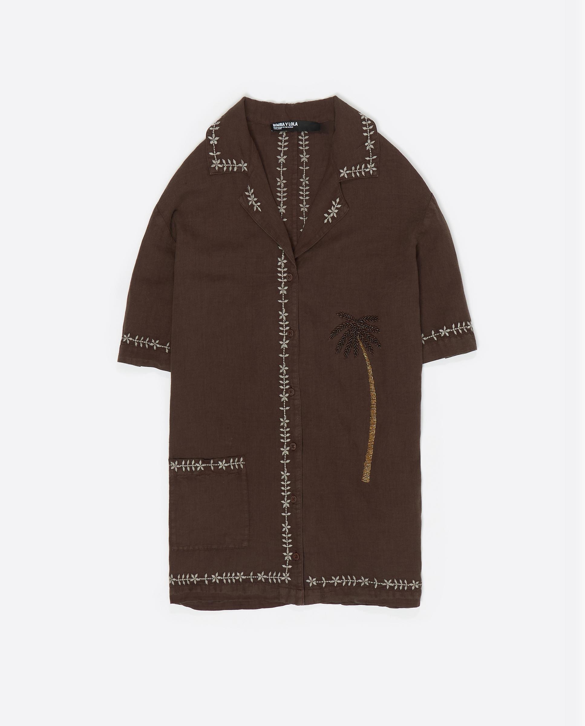 Camisa de Linho Castanho-5