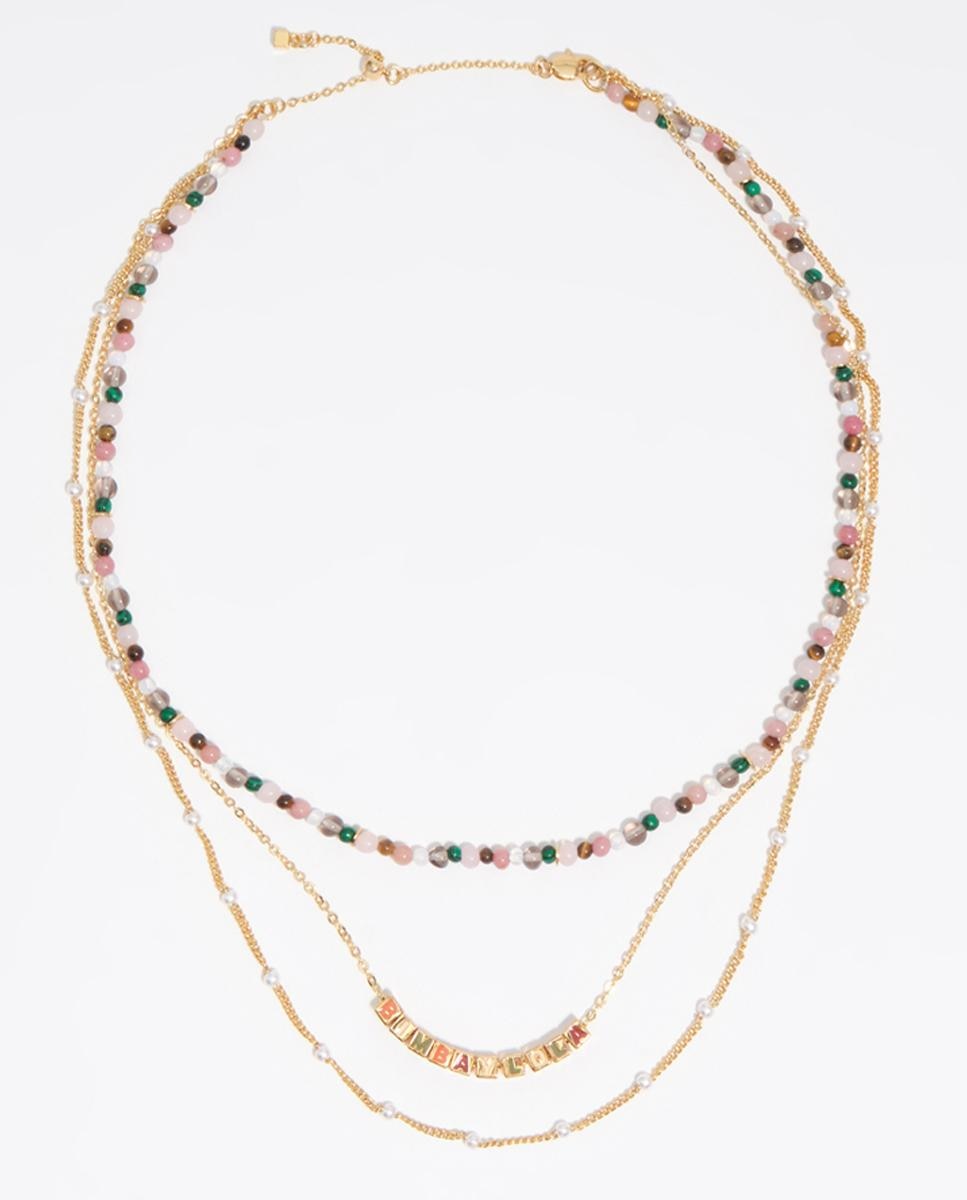 Imagem 0 de Corrente Tripla com Pedras Multicolor