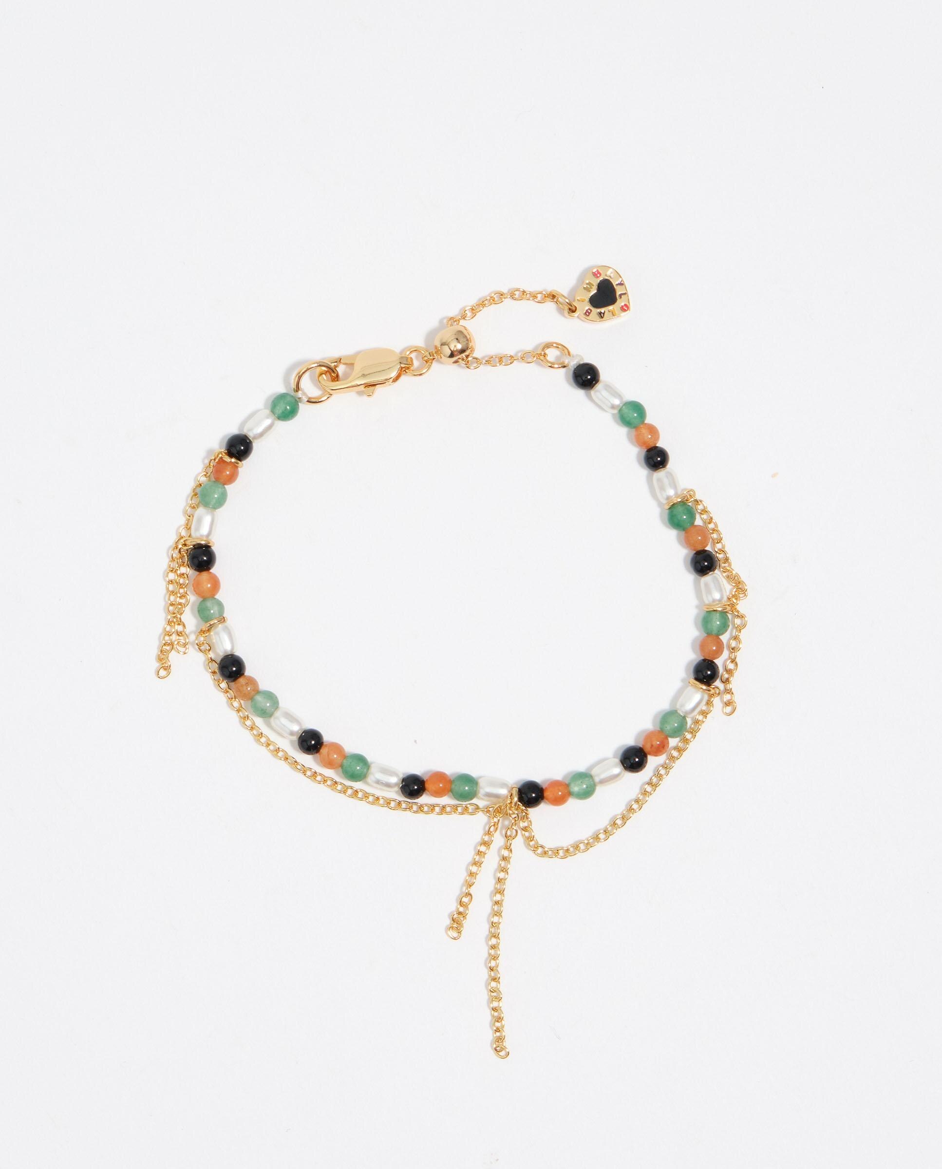 Pulseira com Pedras e Correntes Verde-4
