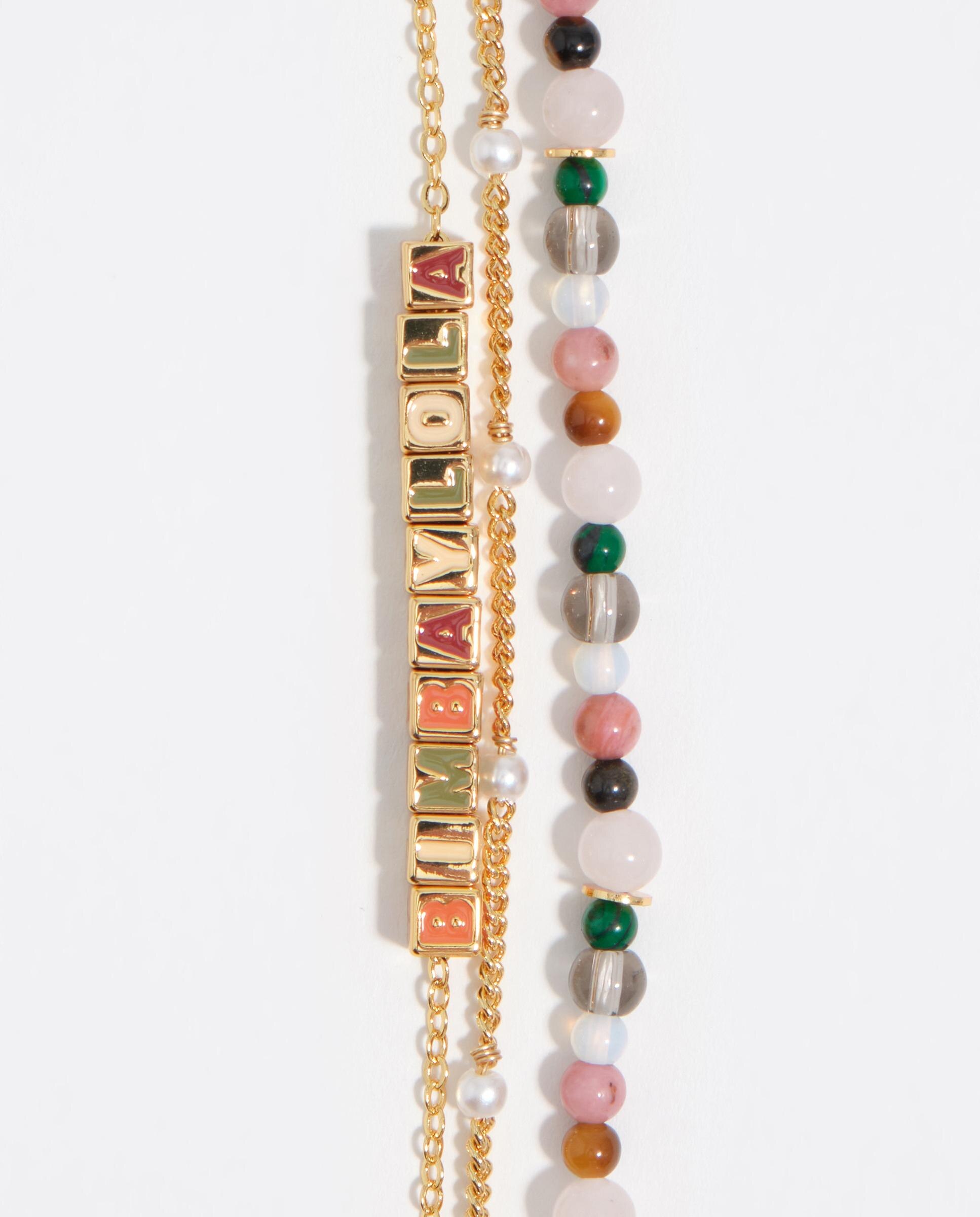 Pulseira de Corrente Tripla com Pedras Multicolor Multicolor-3