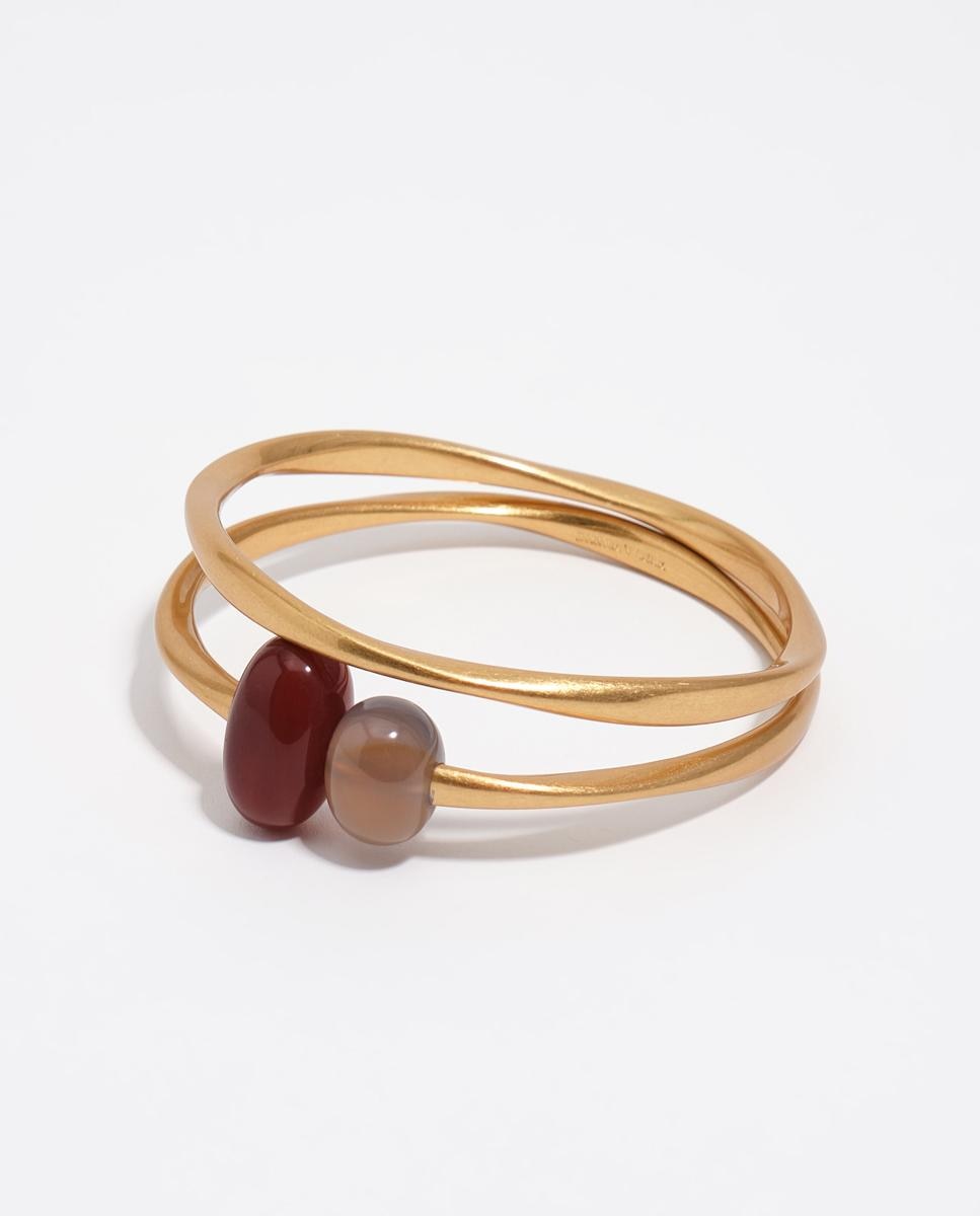 Set de 2 Pulseiras com Textura de Pedras Dourado-1