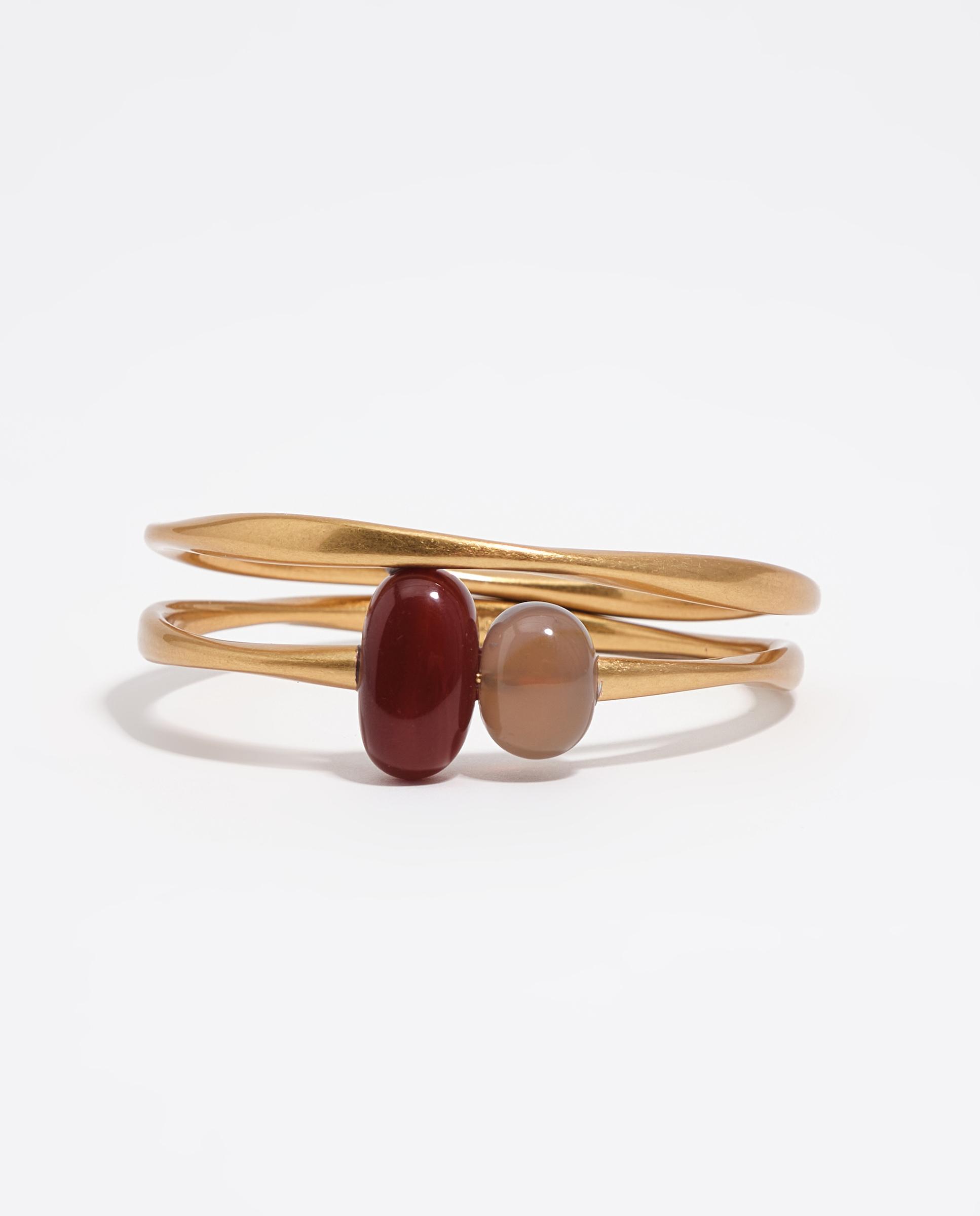 Set de 2 Pulseiras com Textura de Pedras Dourado-2
