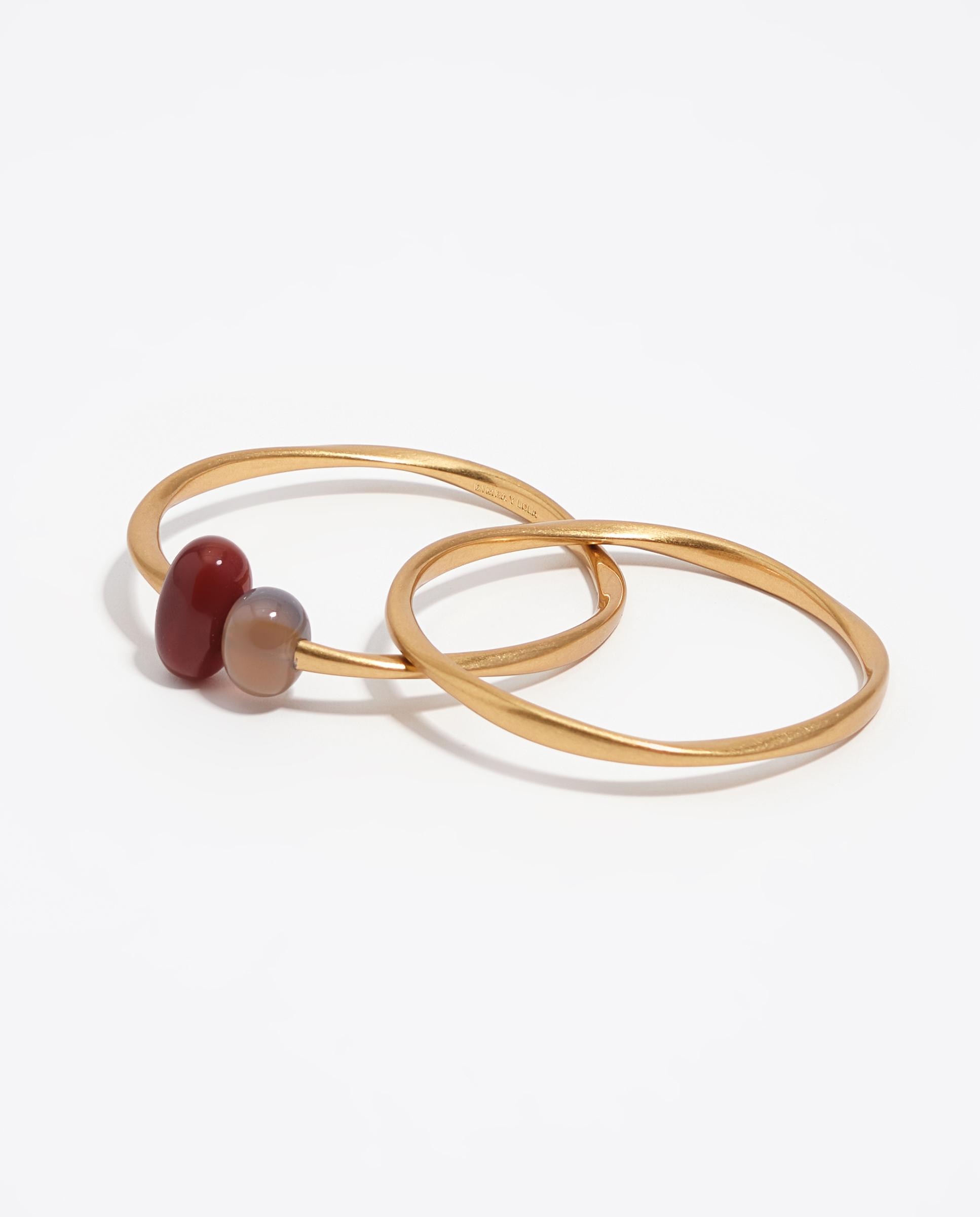 Set de 2 Pulseiras com Textura de Pedras Dourado-3