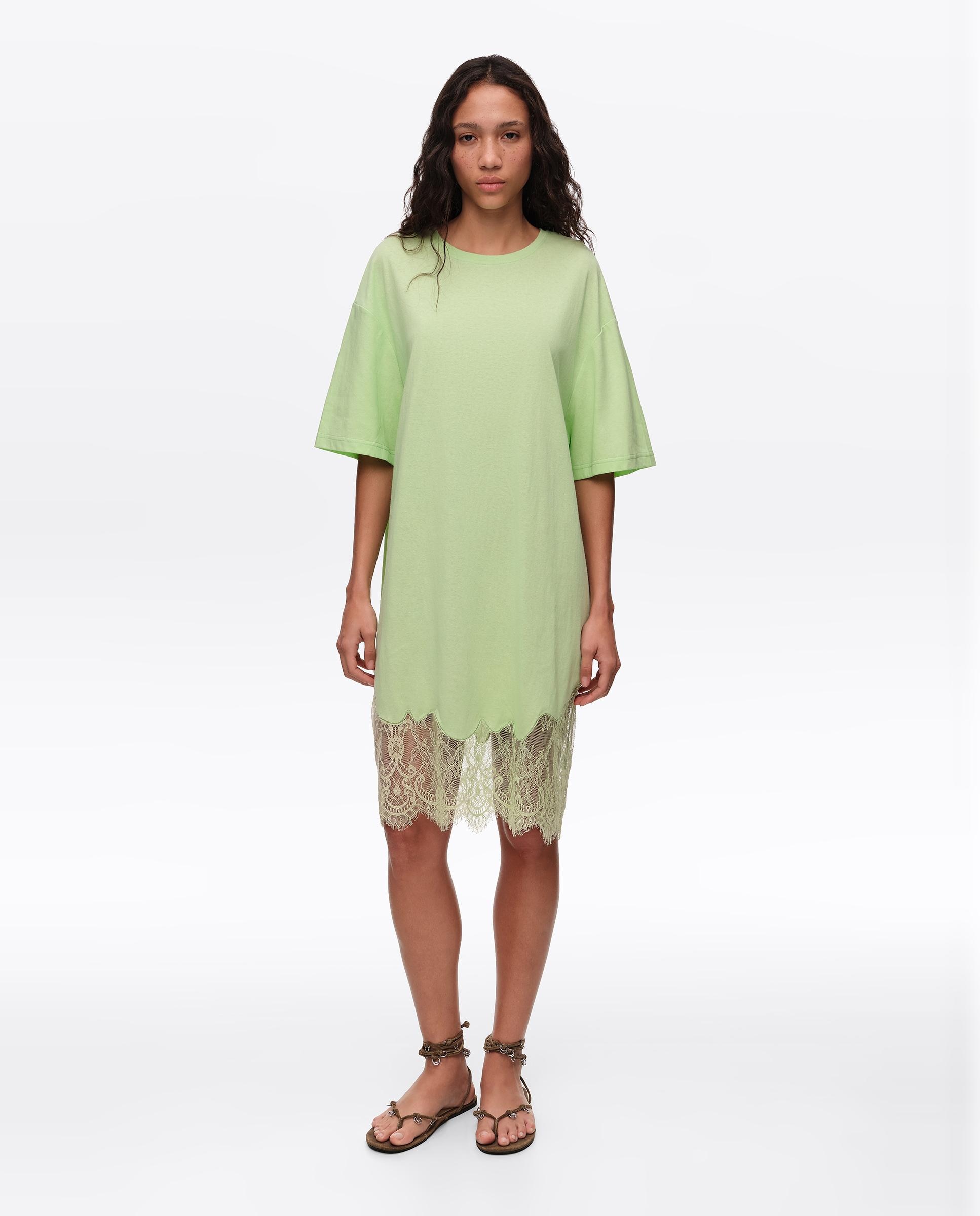 Imagem 0 de Vestido T-shirt Curto com Renda