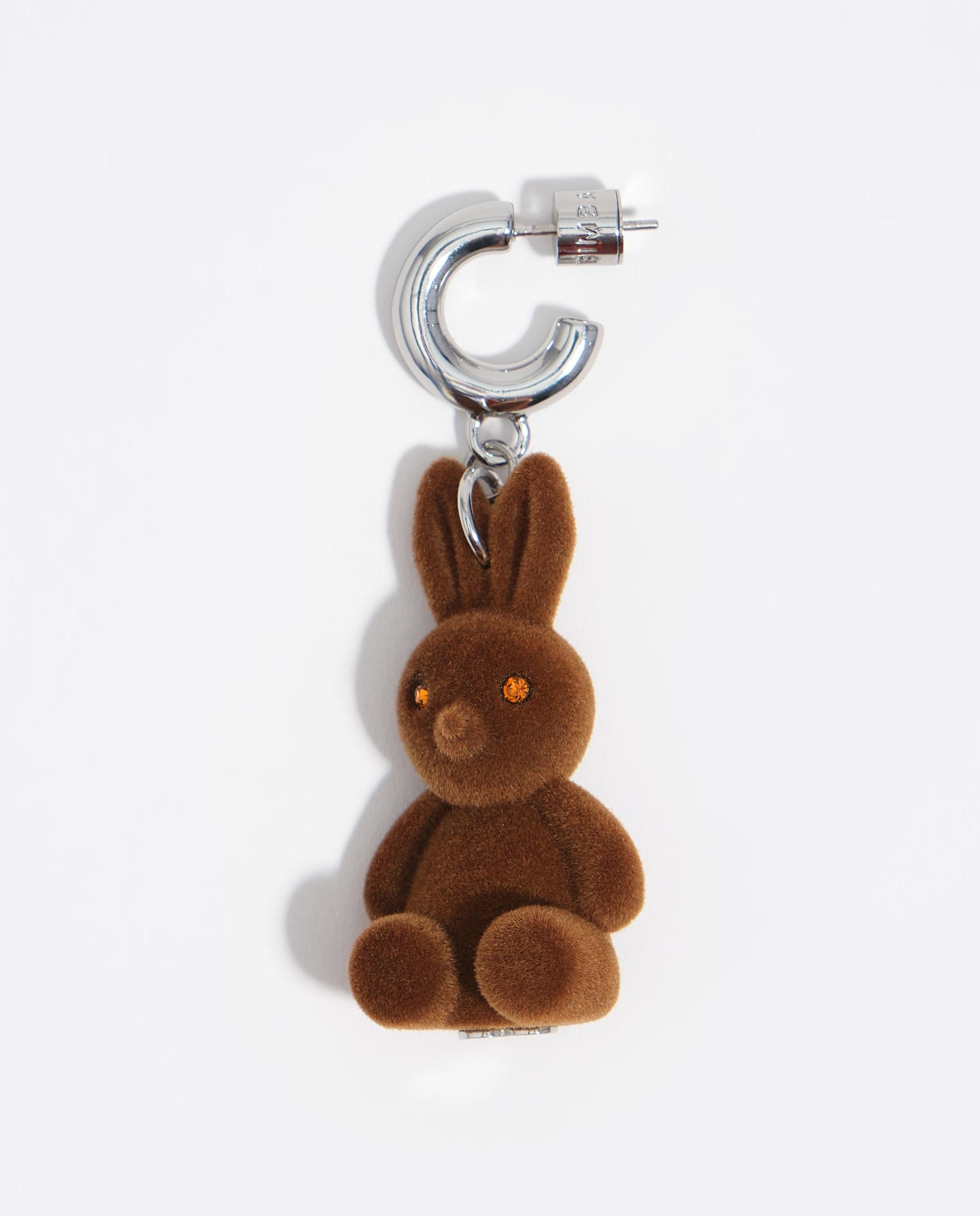 Brincos de Aro Coelho Flocado Castanho-3