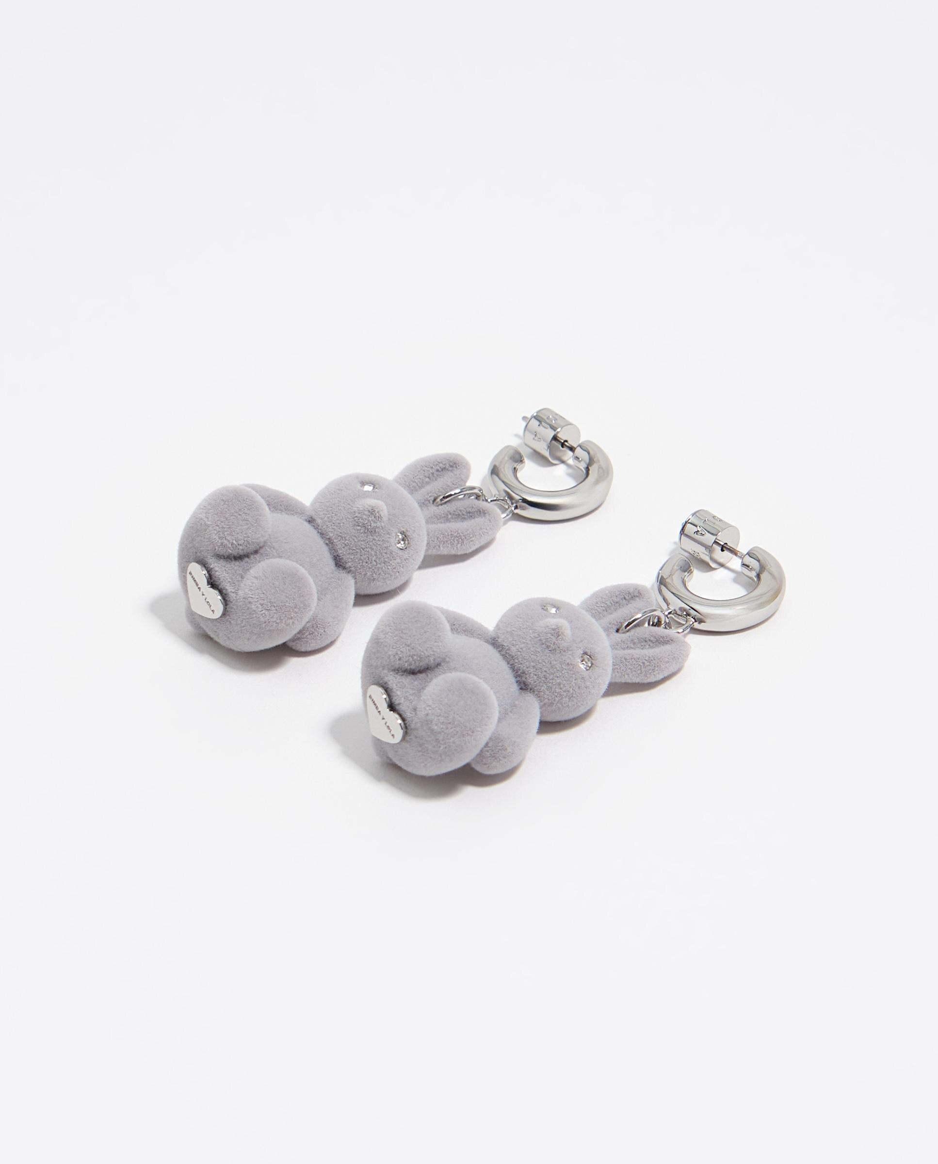 Brincos de Aro Coelho Flocado Taupe-4