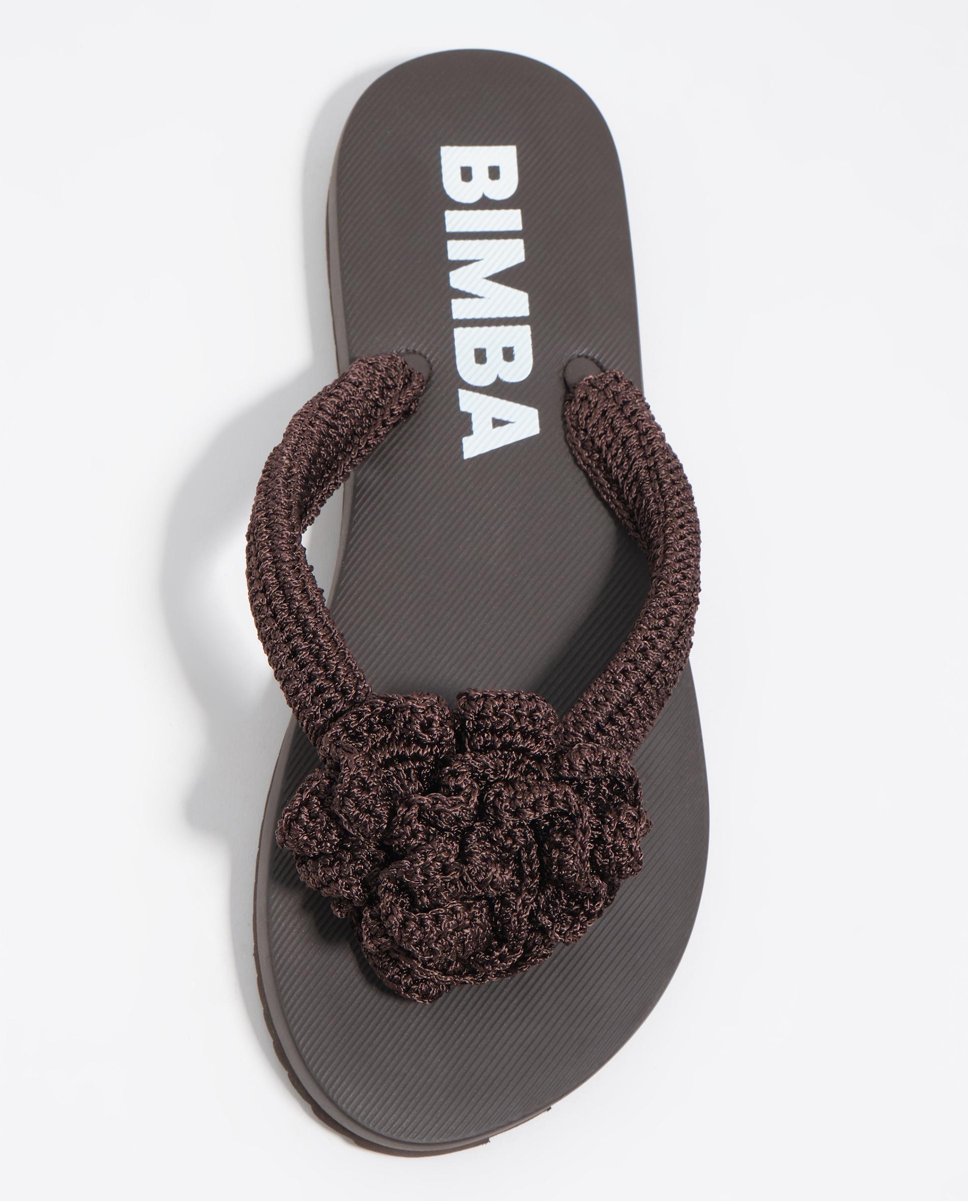 Chinelos Flip Flop com Crochet Castanho-5