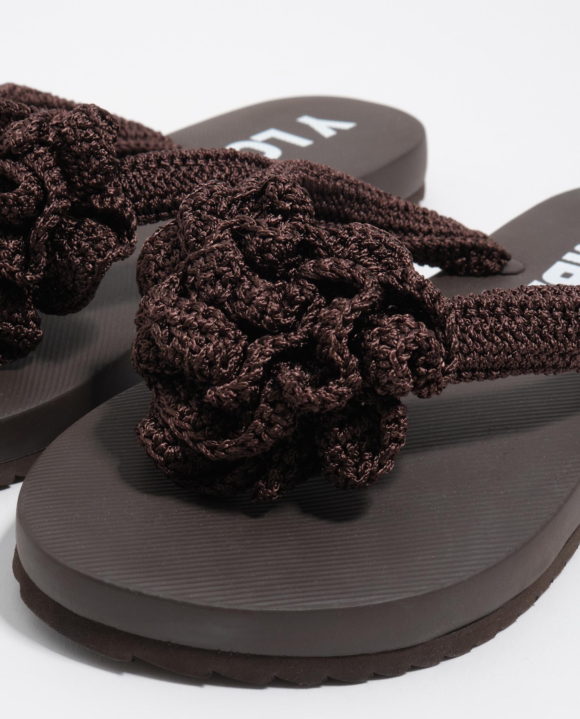 Chinelos Flip Flop com Crochet Castanho-6