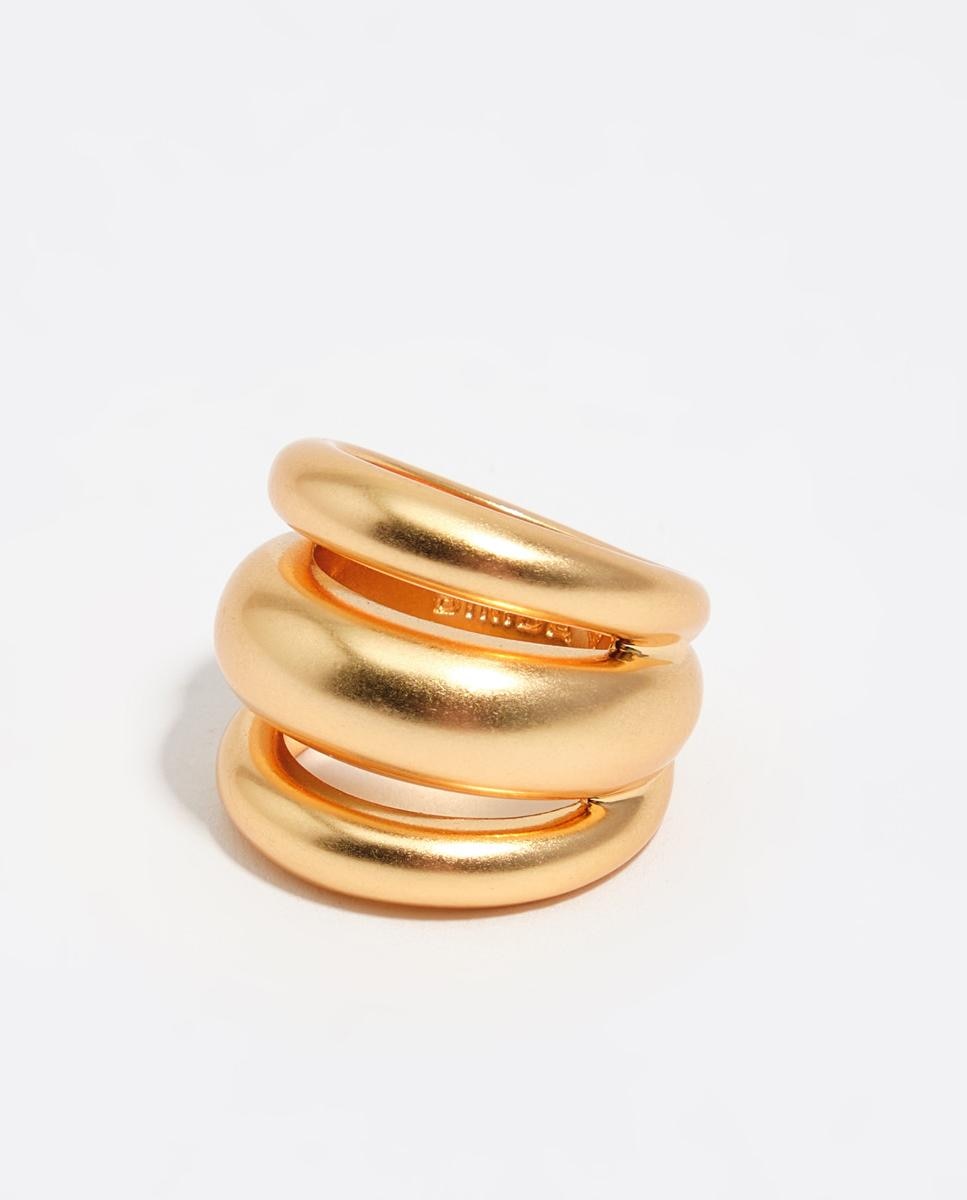 Anel de Três Tiras Dourado Dourado-1