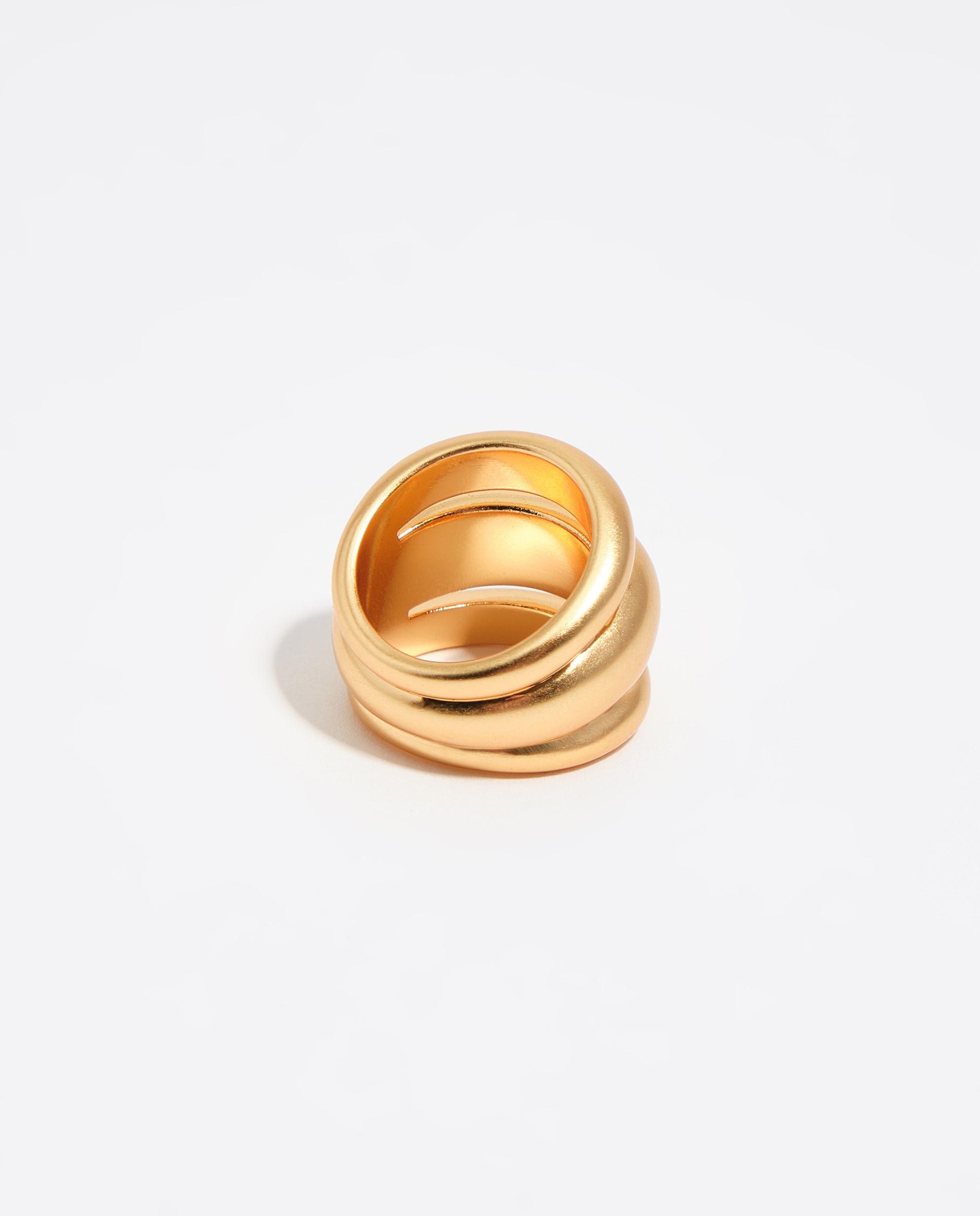 Anel de Três Tiras Dourado Dourado-4