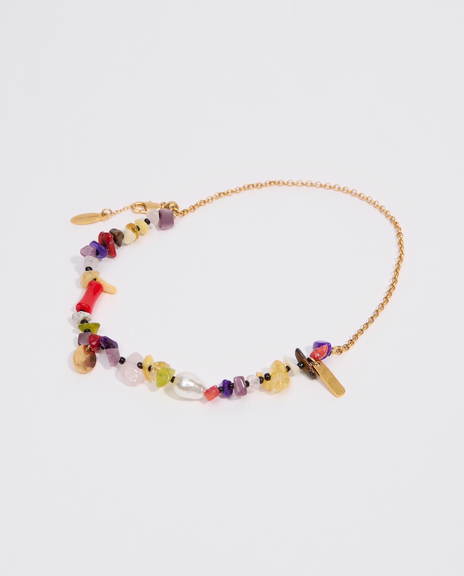 Pulseira de Corrente Dupla e Pedras Vermelho-1