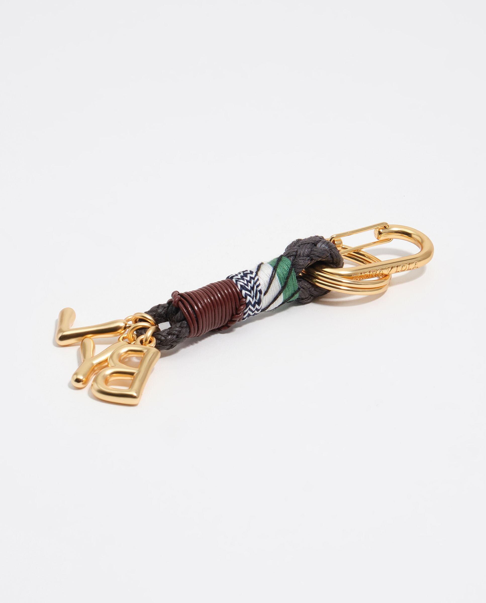 Porta-chaves Cabo com Nó e Charms Castanho-3