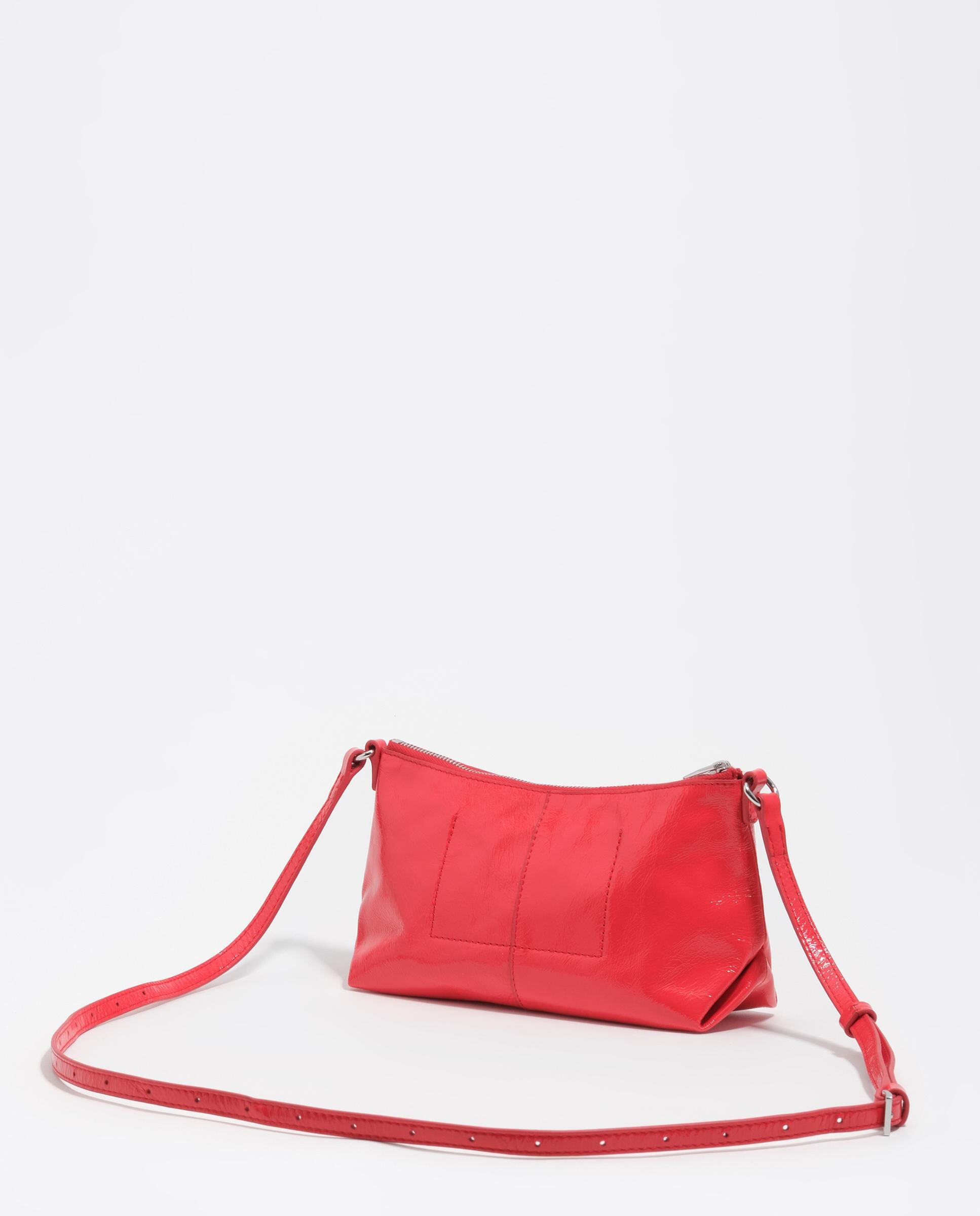 Mala a Tiracolo Mini Pele Brilhante Vermelho-5