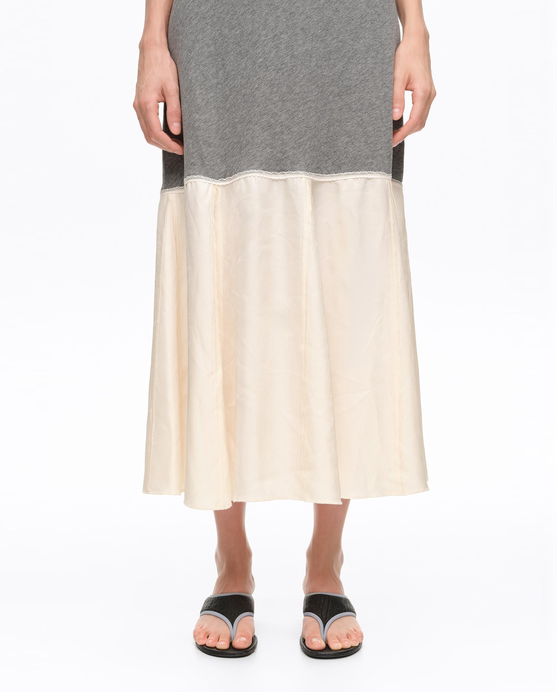 Vestido Bimaterial Linha a Cinzento-claro-3