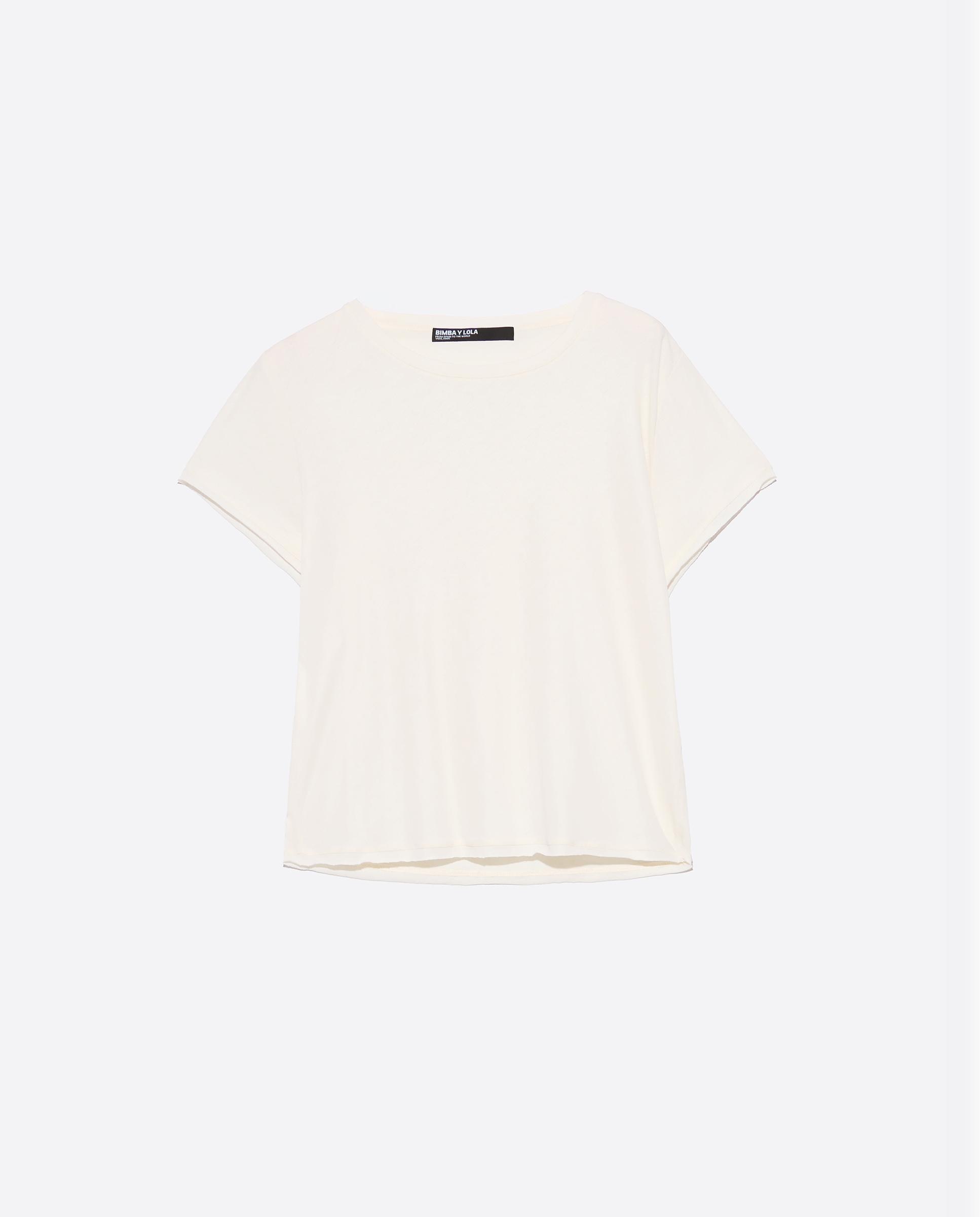 T-shirt com Corte a Direito em Algodão Amarelo-5