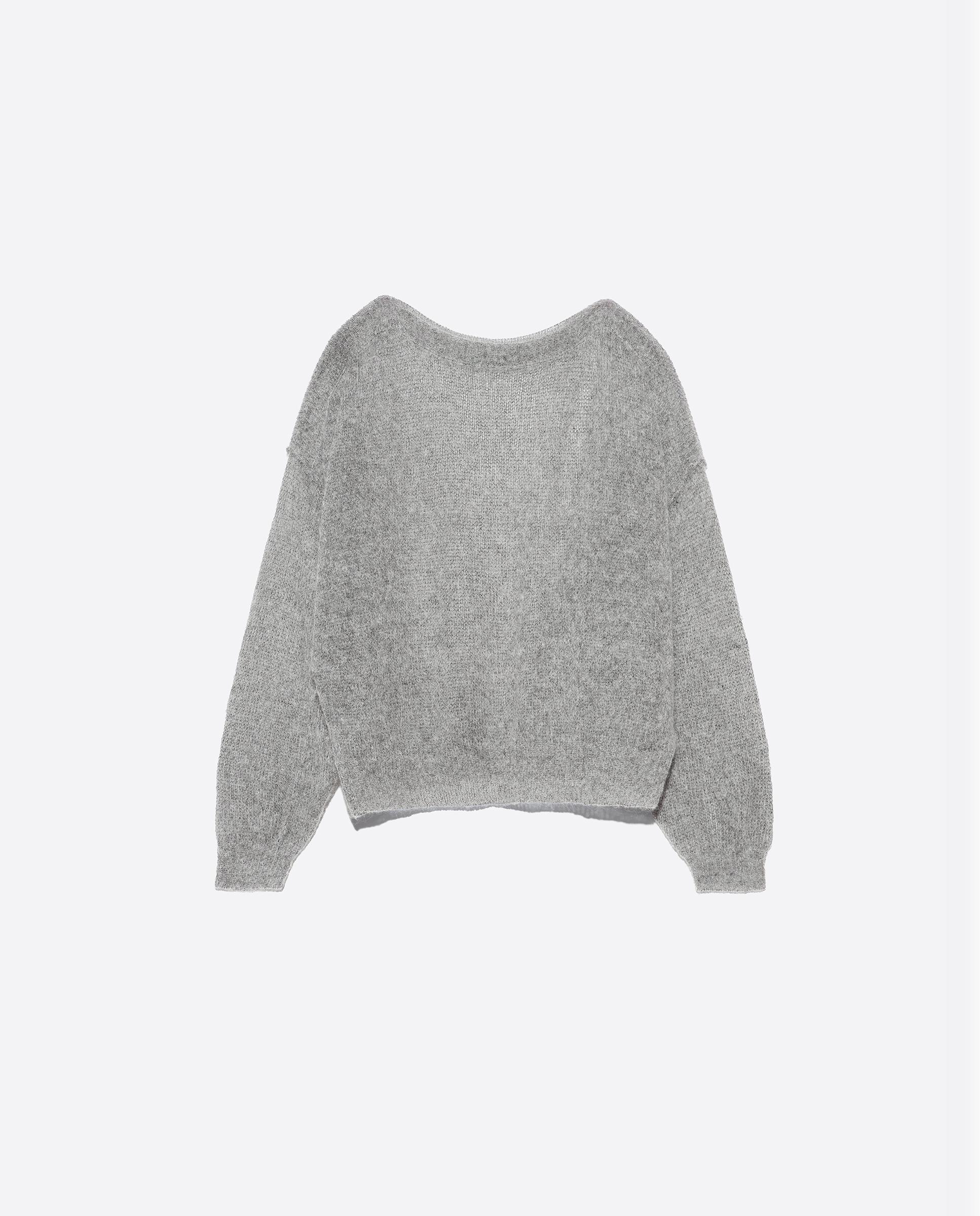 Camisola Mohair com Decote À Barco Cinzento-claro-5