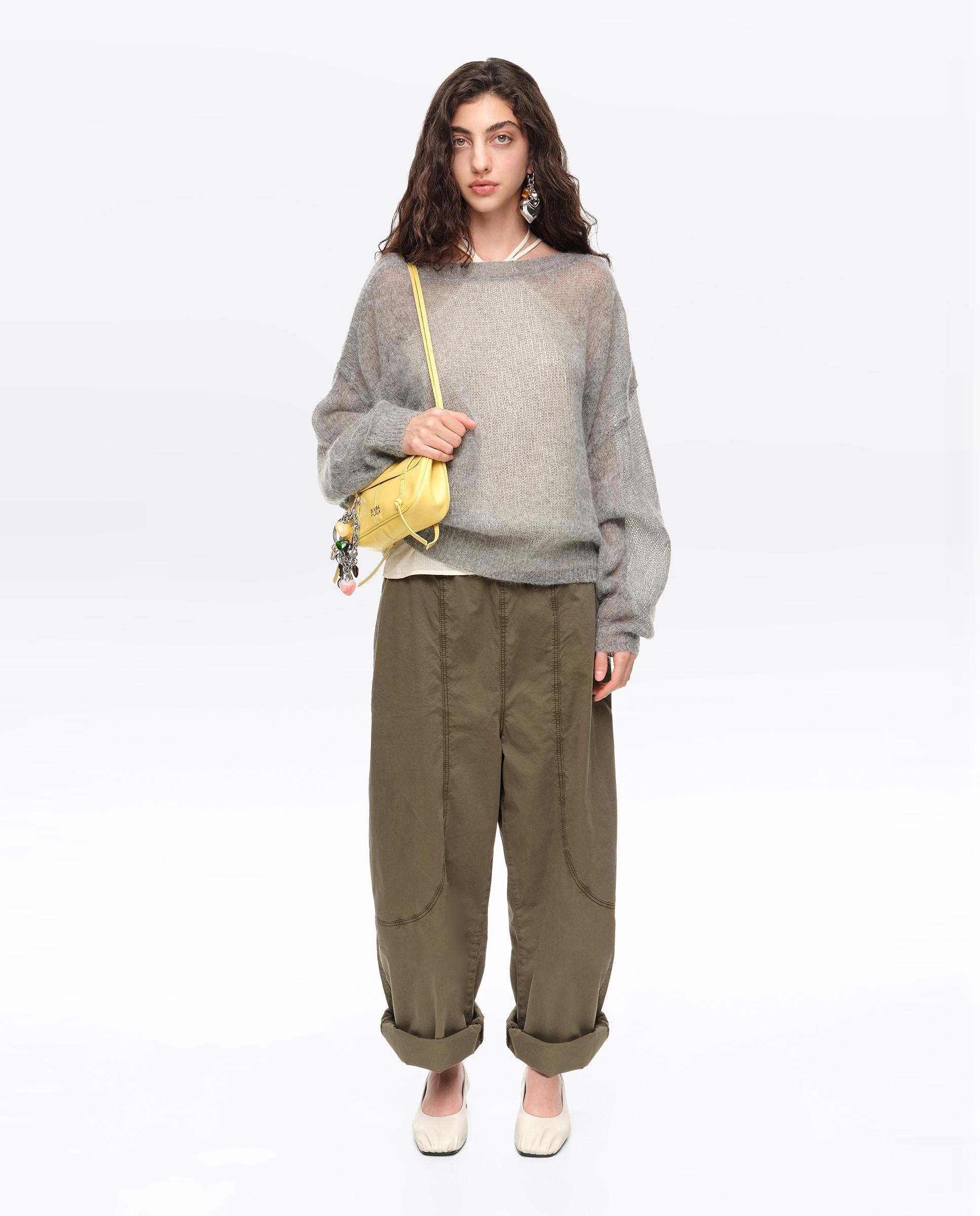 Camisola Mohair com Decote À Barco Cinzento-claro-6