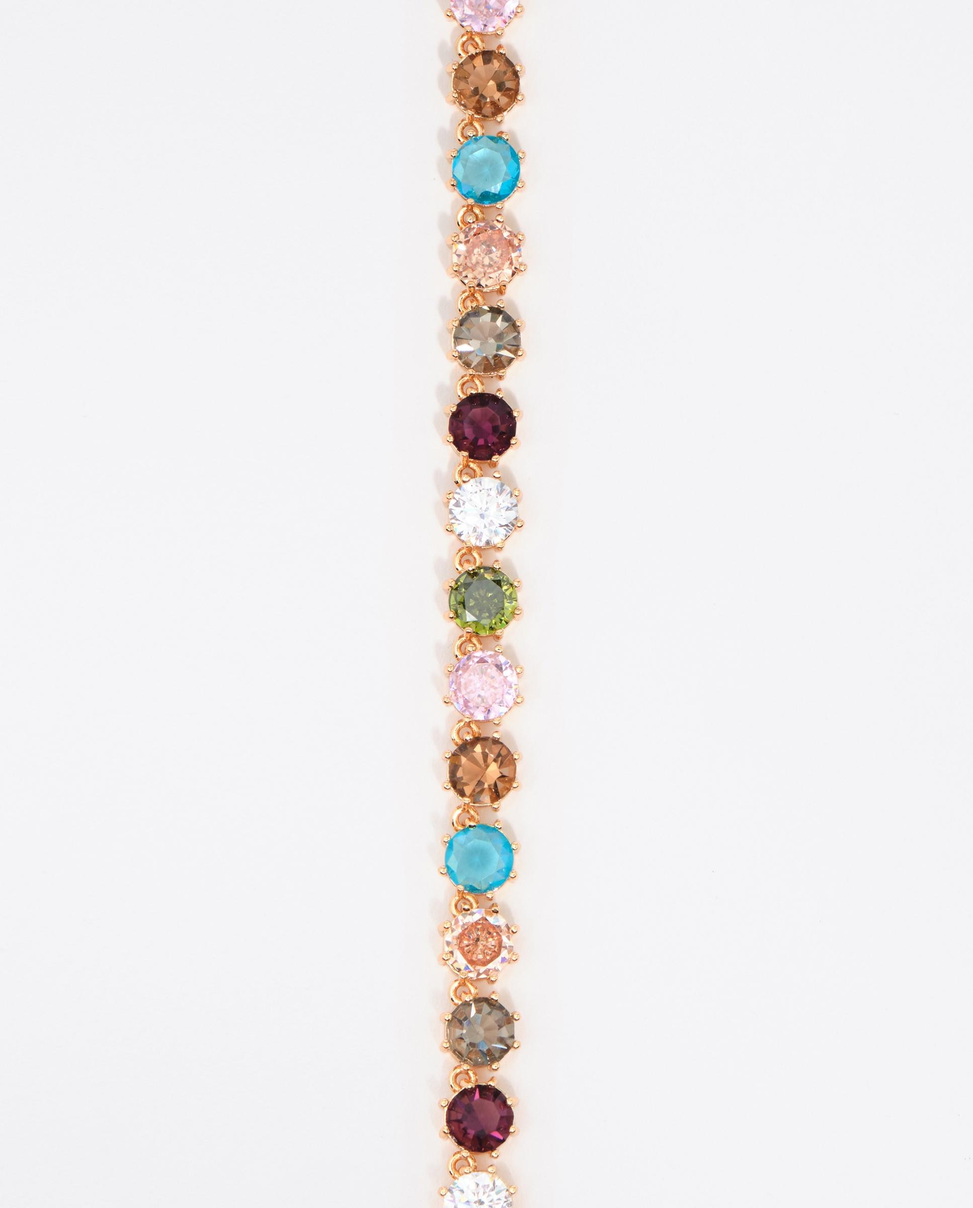 Colar de Pérolas e Cristais Multicolor Dourado-3