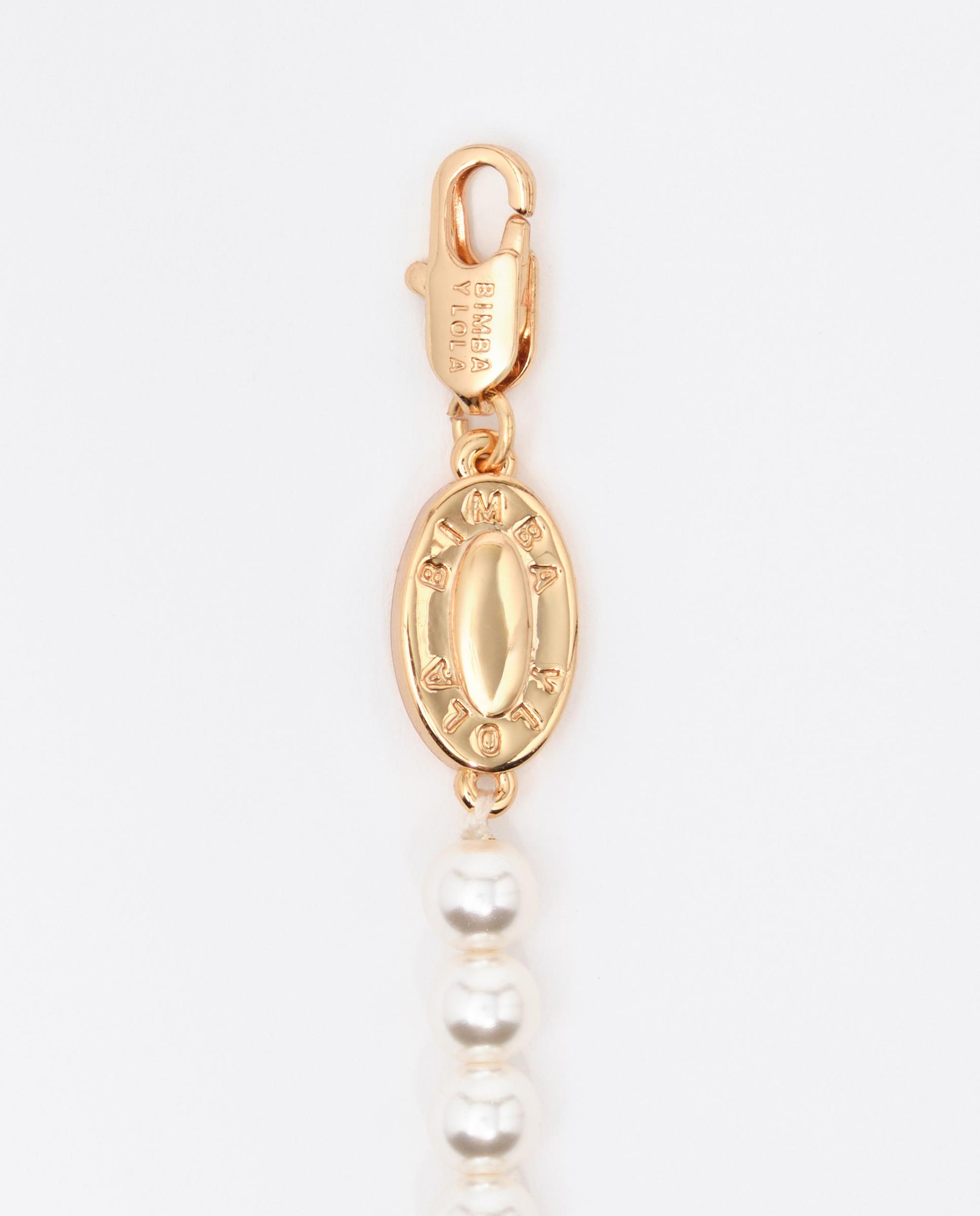 Colar de Pérolas e Cristais Multicolor Dourado-4