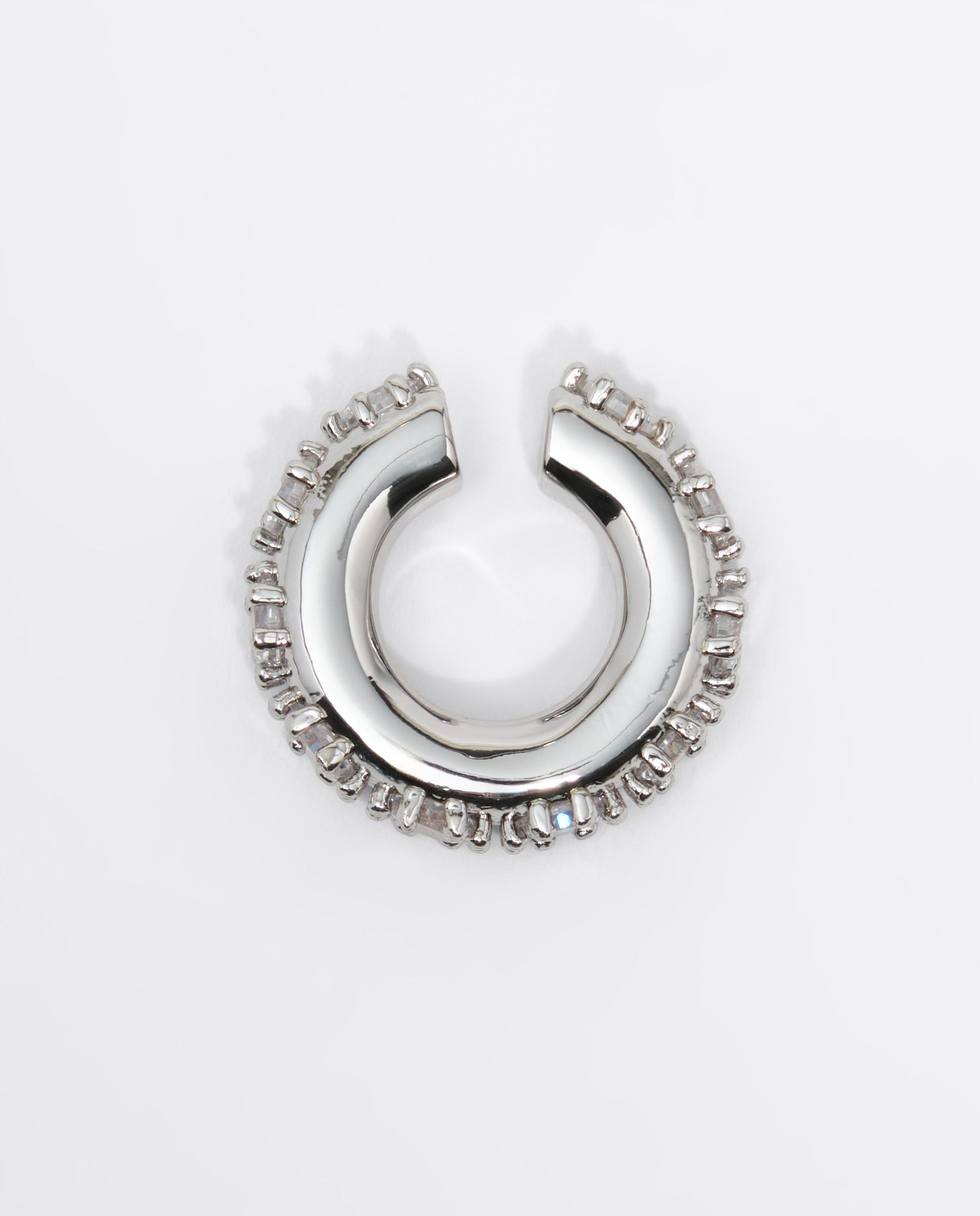 Brincos Earcuff Cristais Prateado-3