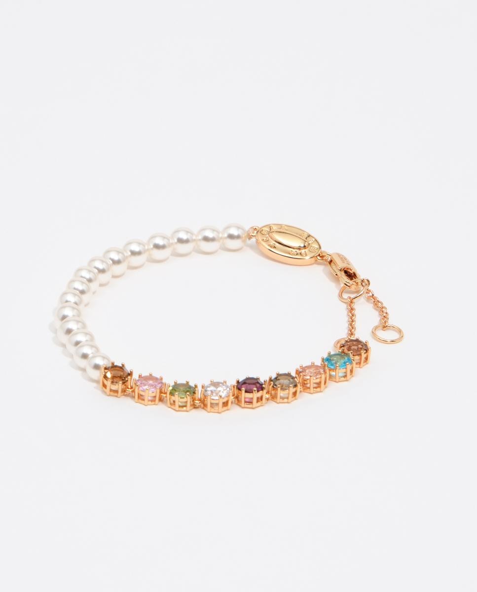 Imagem 0 de Pulseira de Corrente com Pérolas e Cristais Multicolor