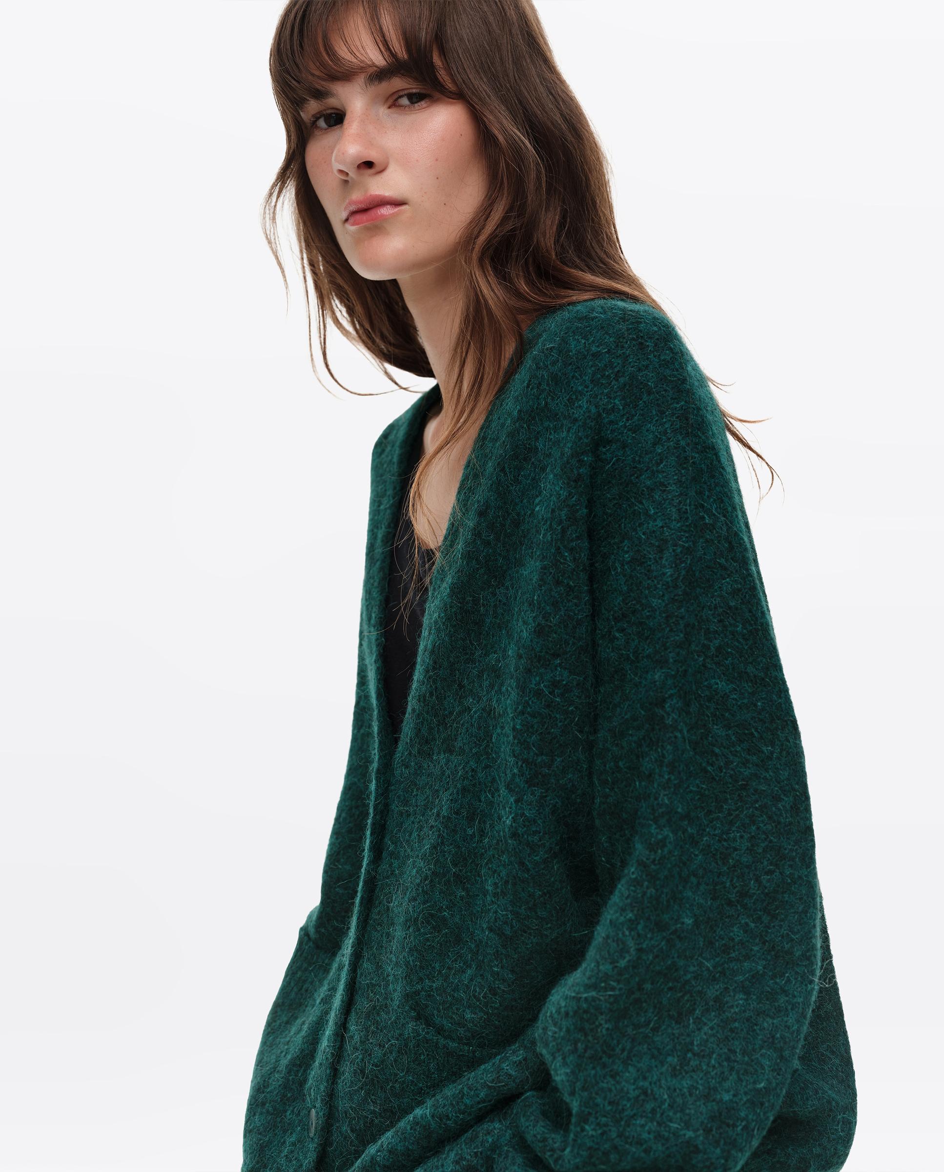 Cardigan Comprido Alpaca Verde-2