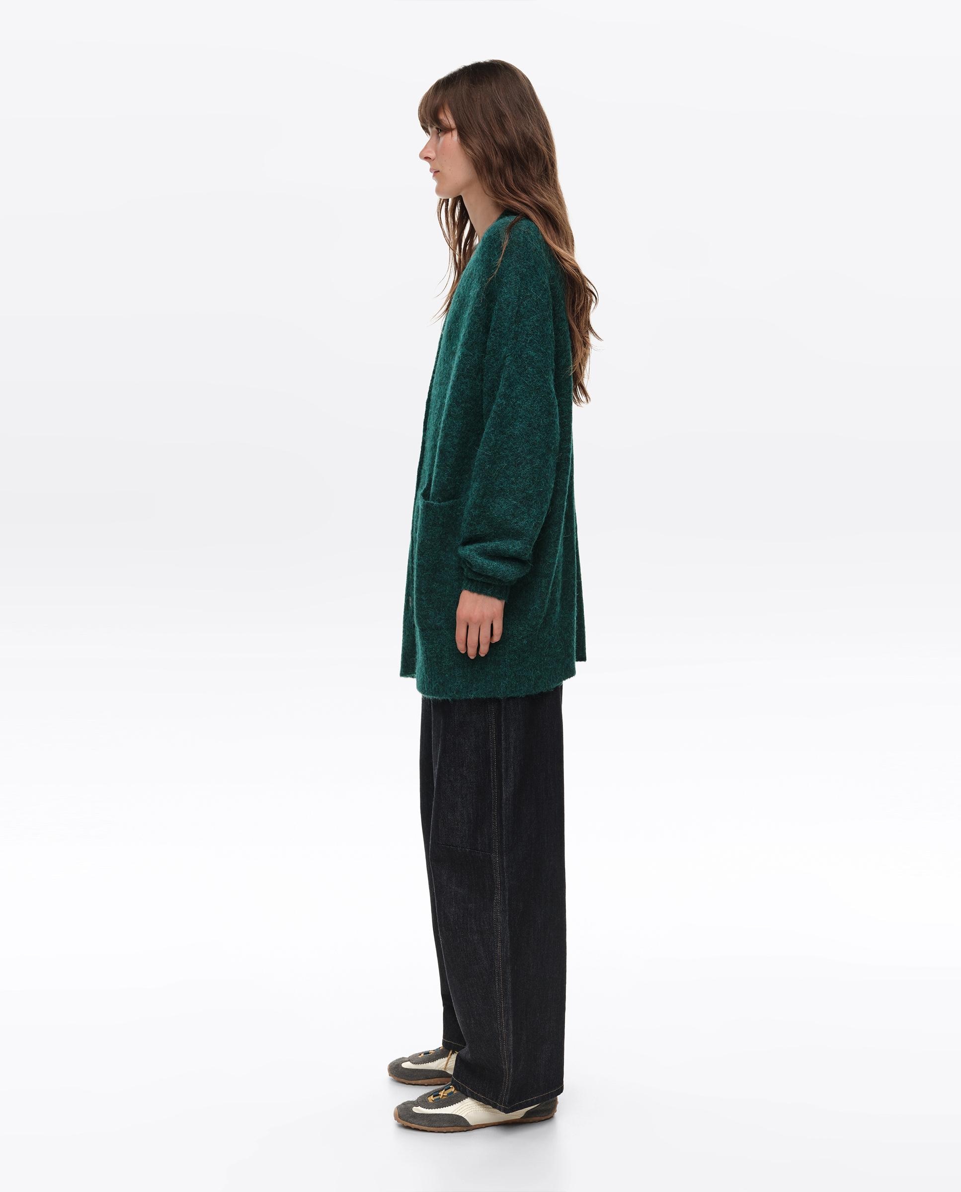 Cardigan Comprido Alpaca Verde-3