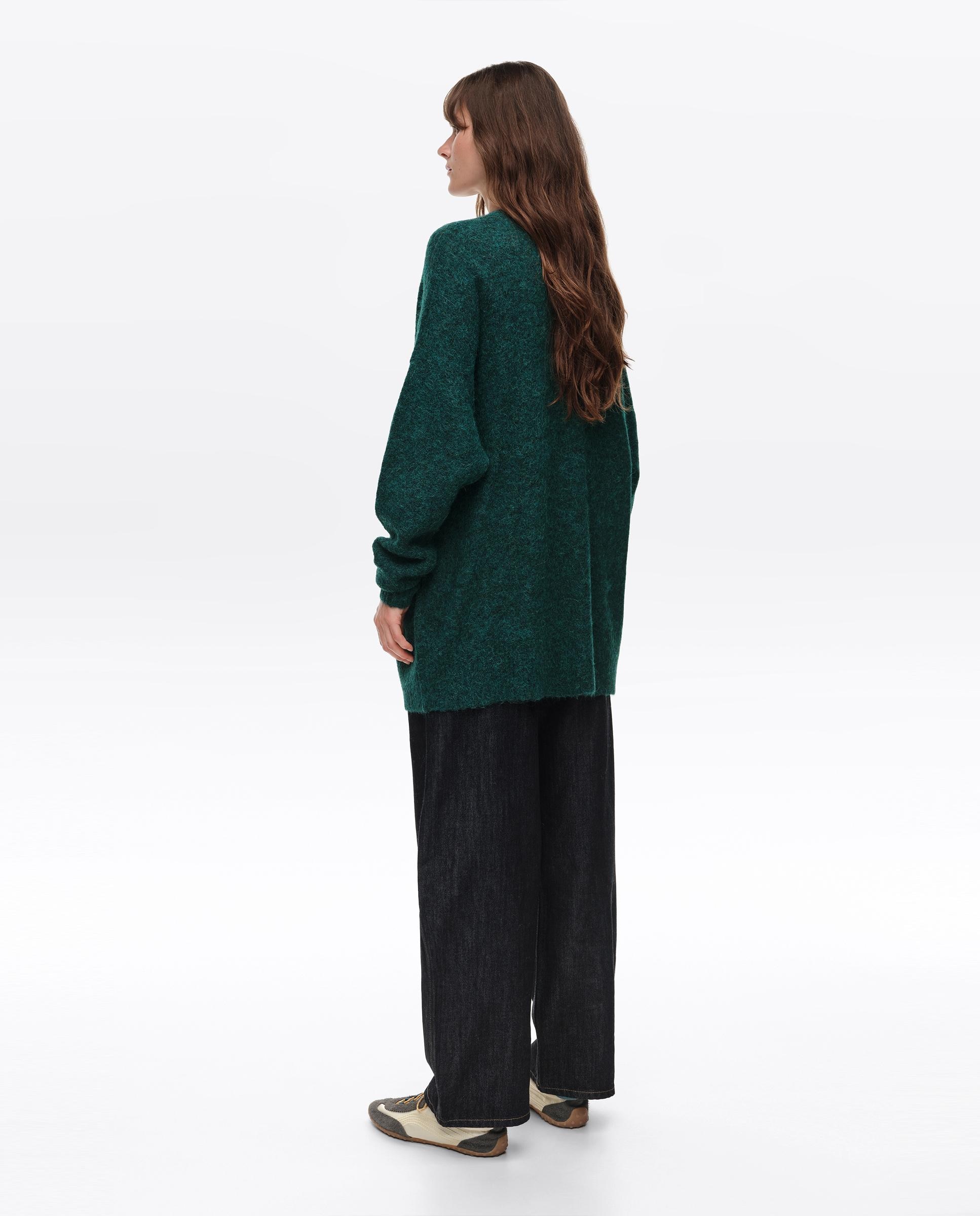 Cardigan Comprido Alpaca Verde-4