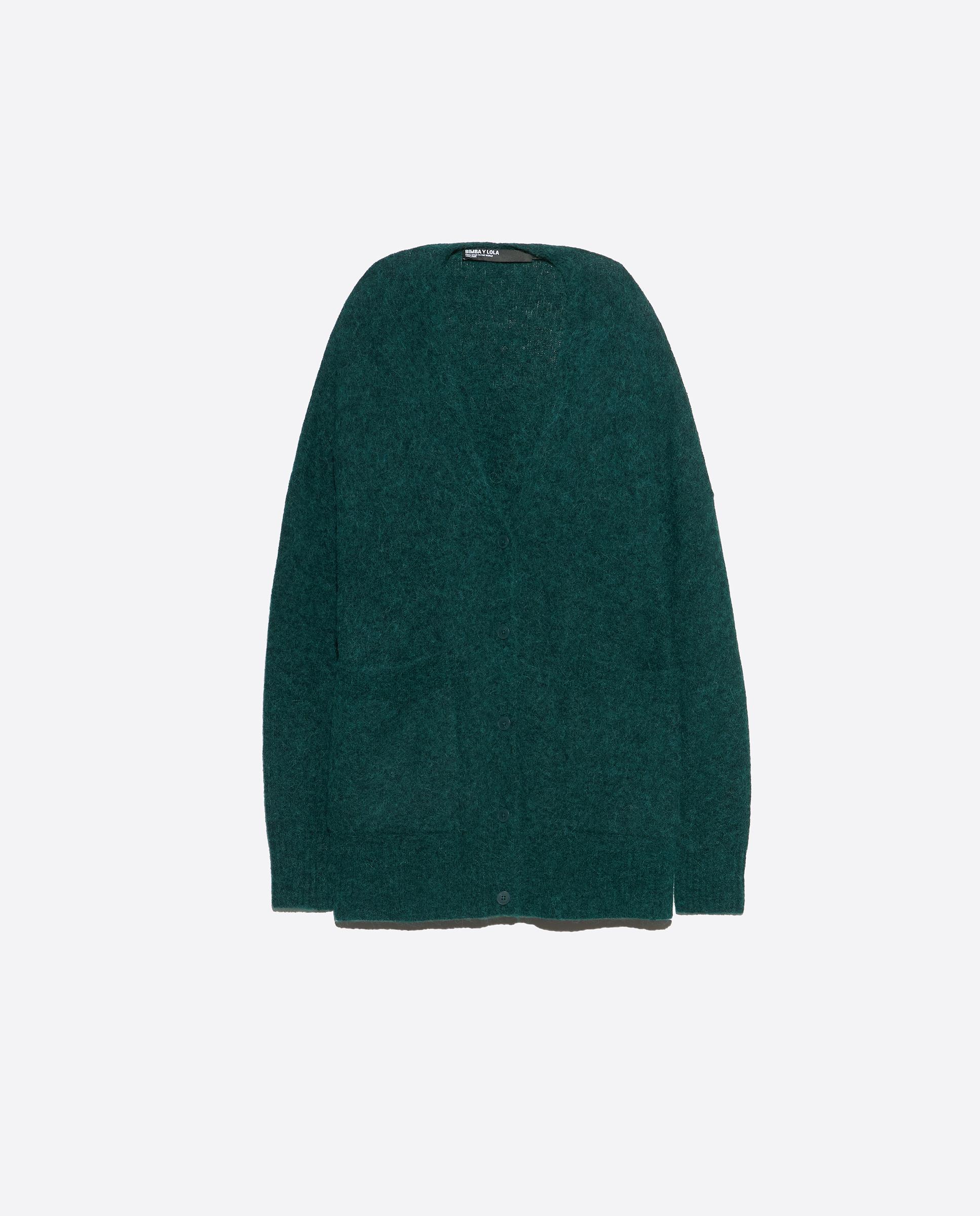 Cardigan Comprido Alpaca Verde-5