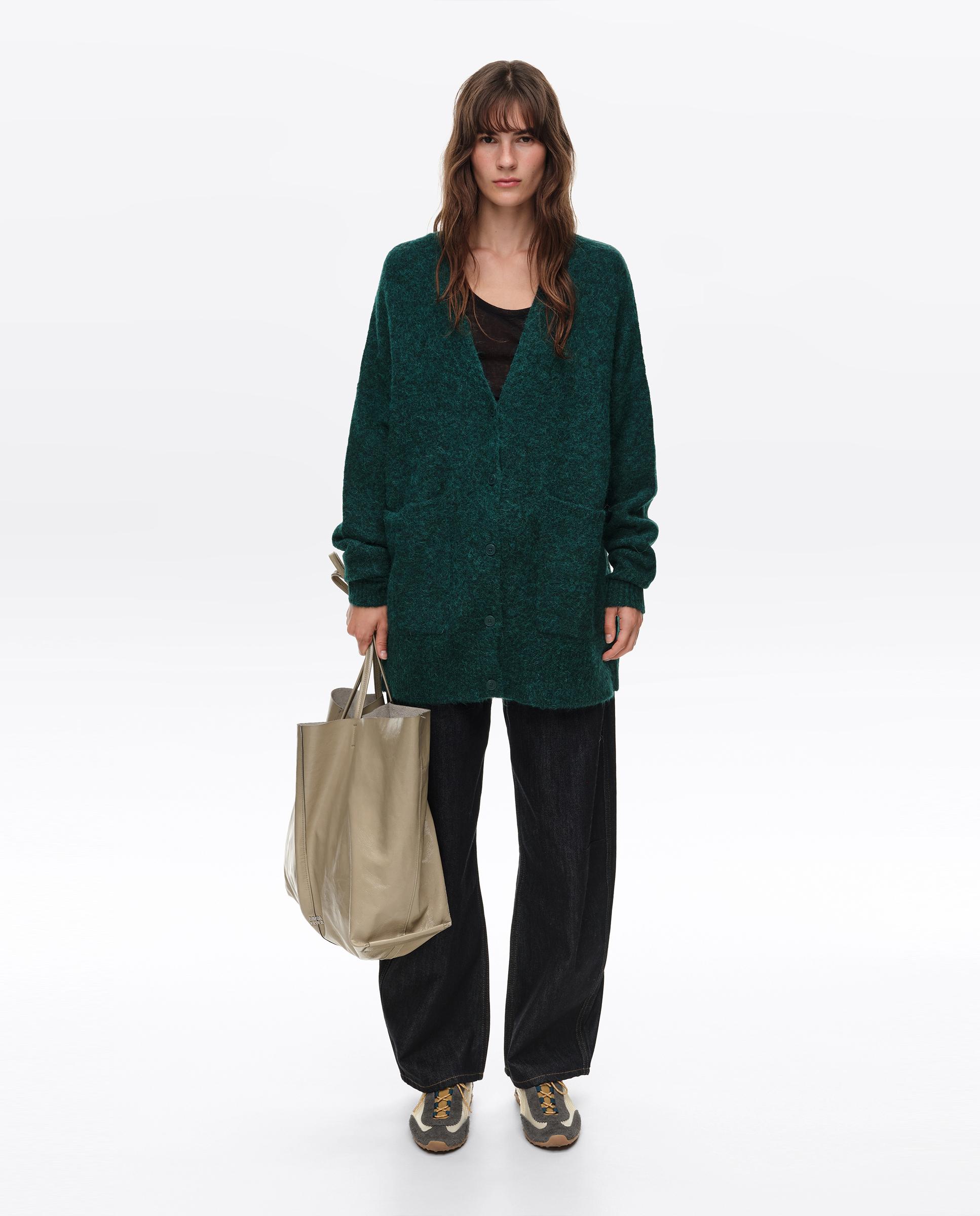 Cardigan Comprido Alpaca Verde-6