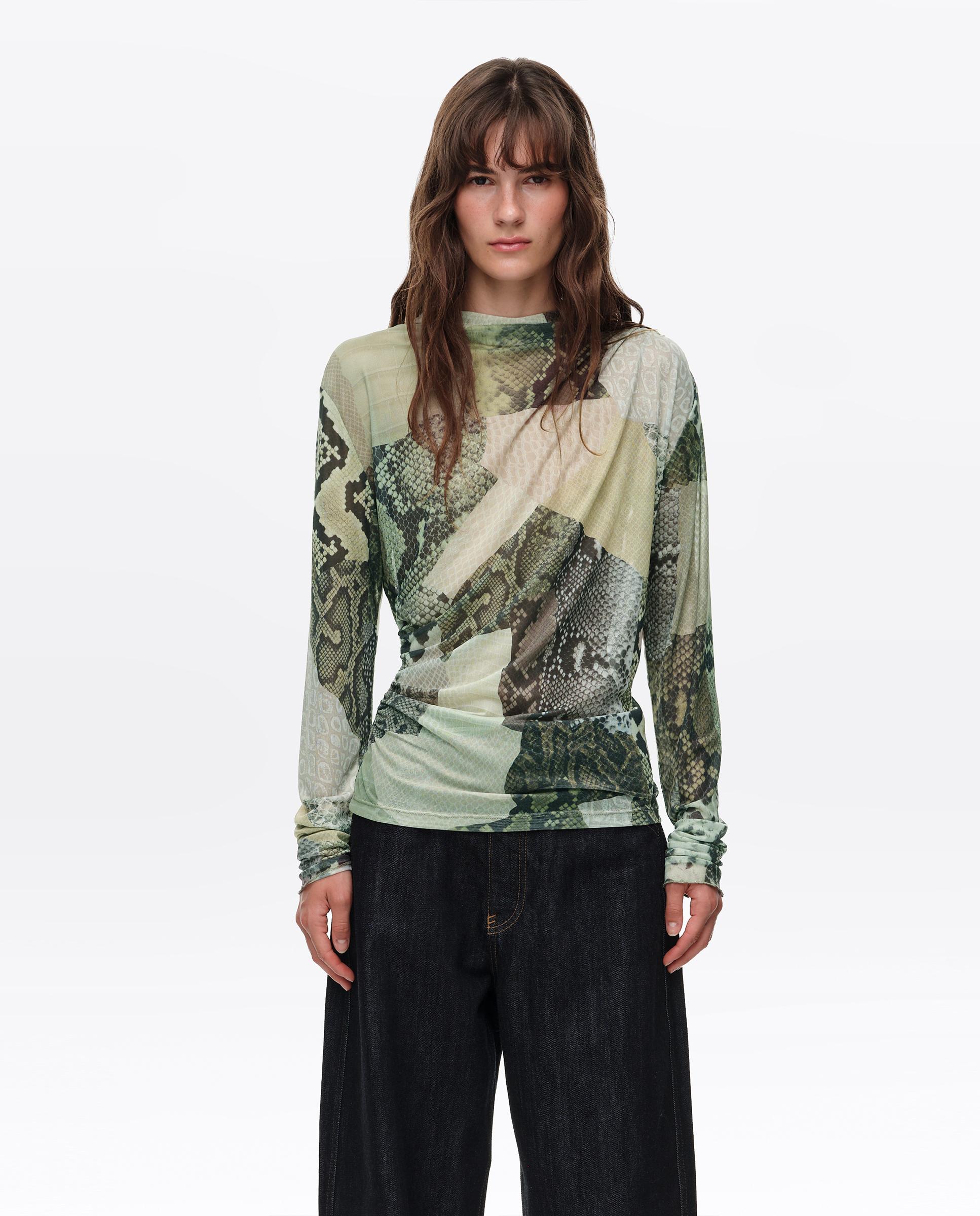 Imagem 0 de T-shirt Franzida em Tule Snake Patchwork