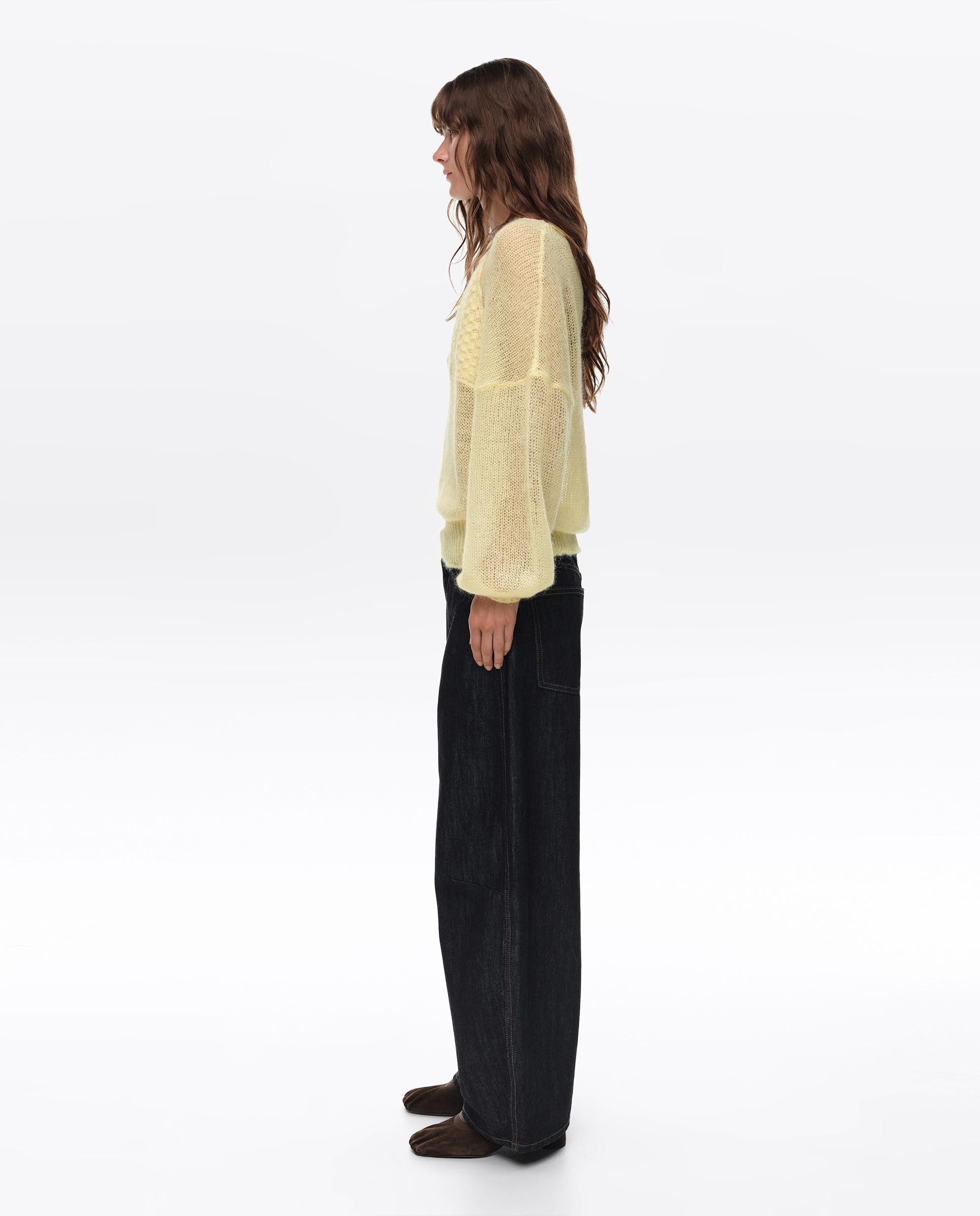 Camisola em Mohair com Top Sobreposto Amarelo-3