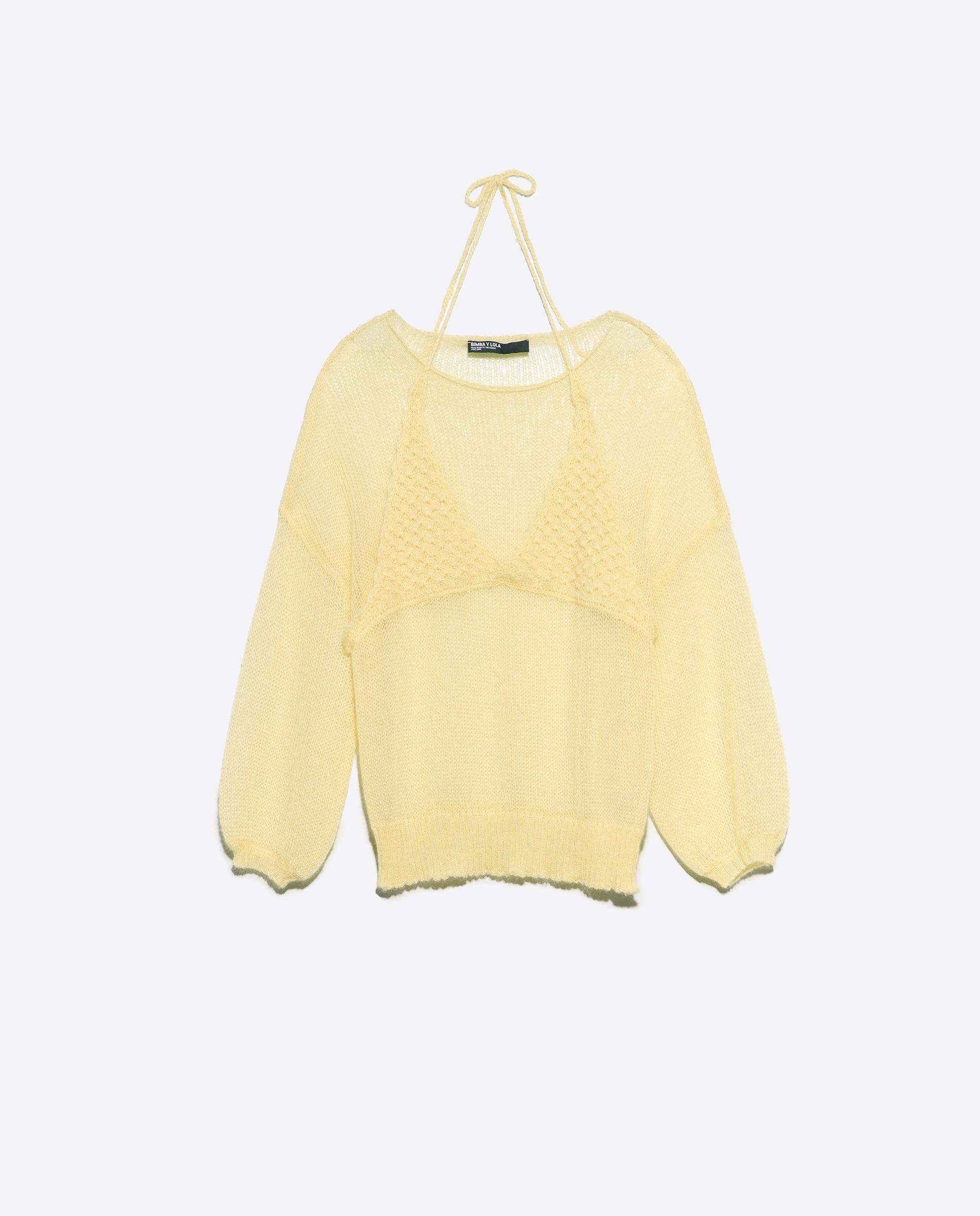 Camisola em Mohair com Top Sobreposto Amarelo-5