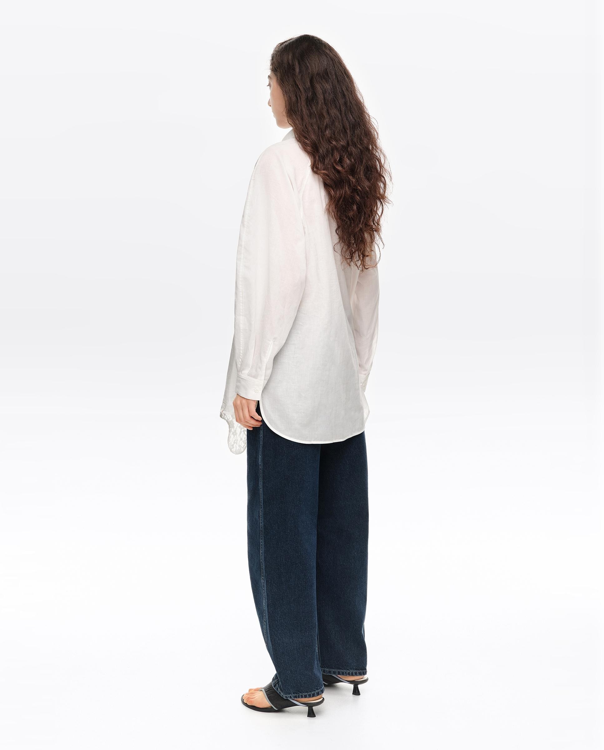 Camisa Oversize com Rendas Marfim-4