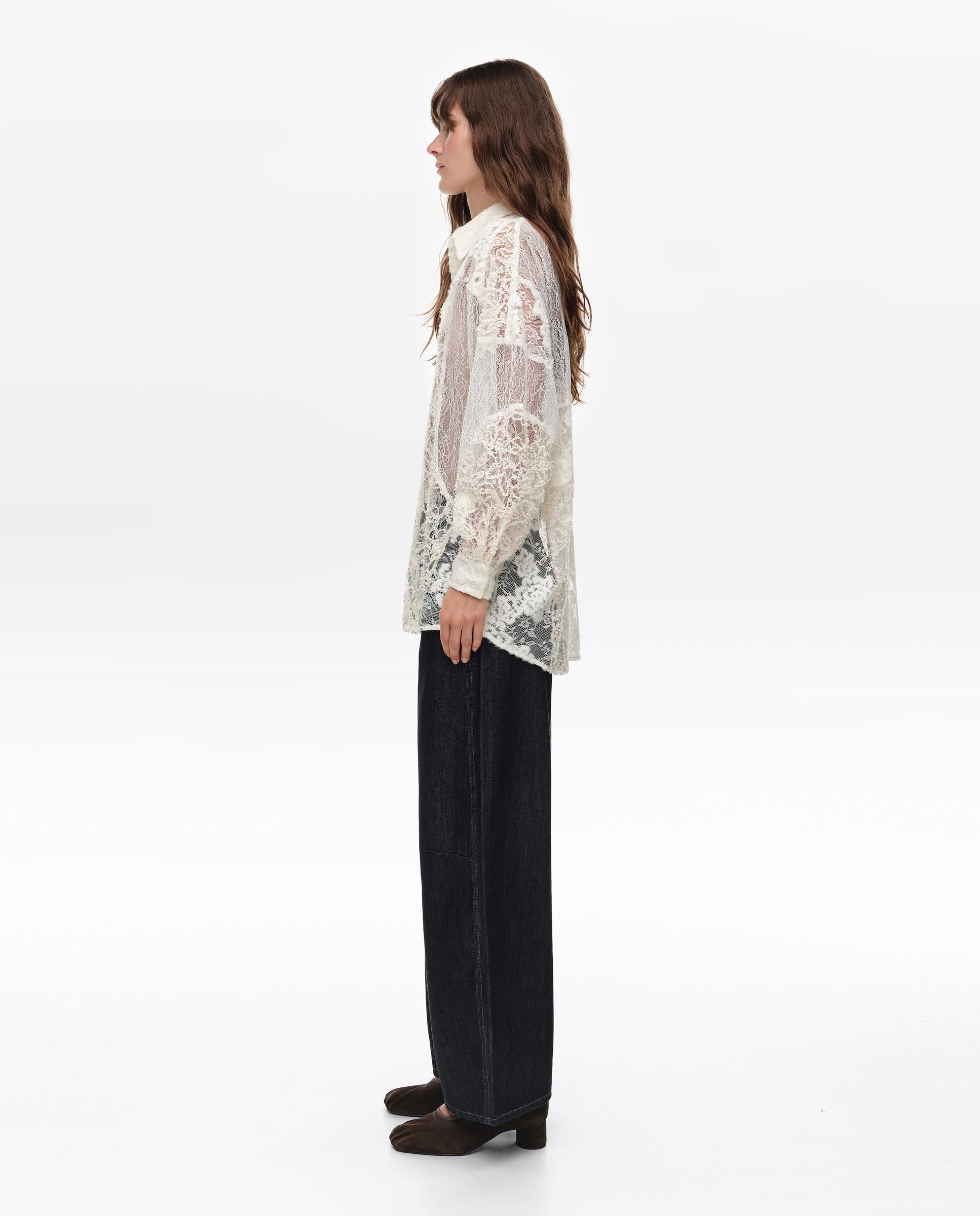 Camisa Oversize Patchwork Rendas Marfim-3
