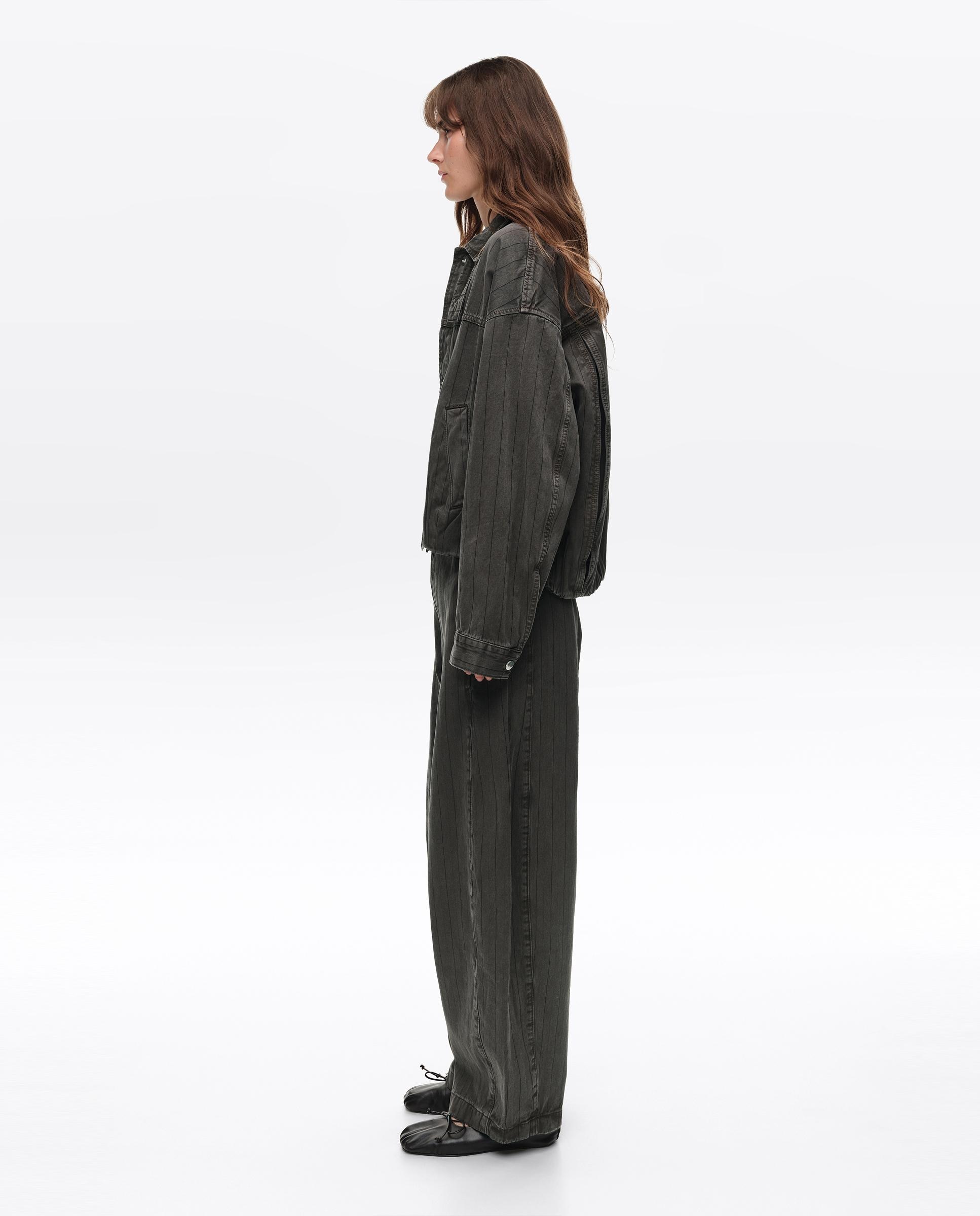 Blusão Denim Às Riscas Castanho-3