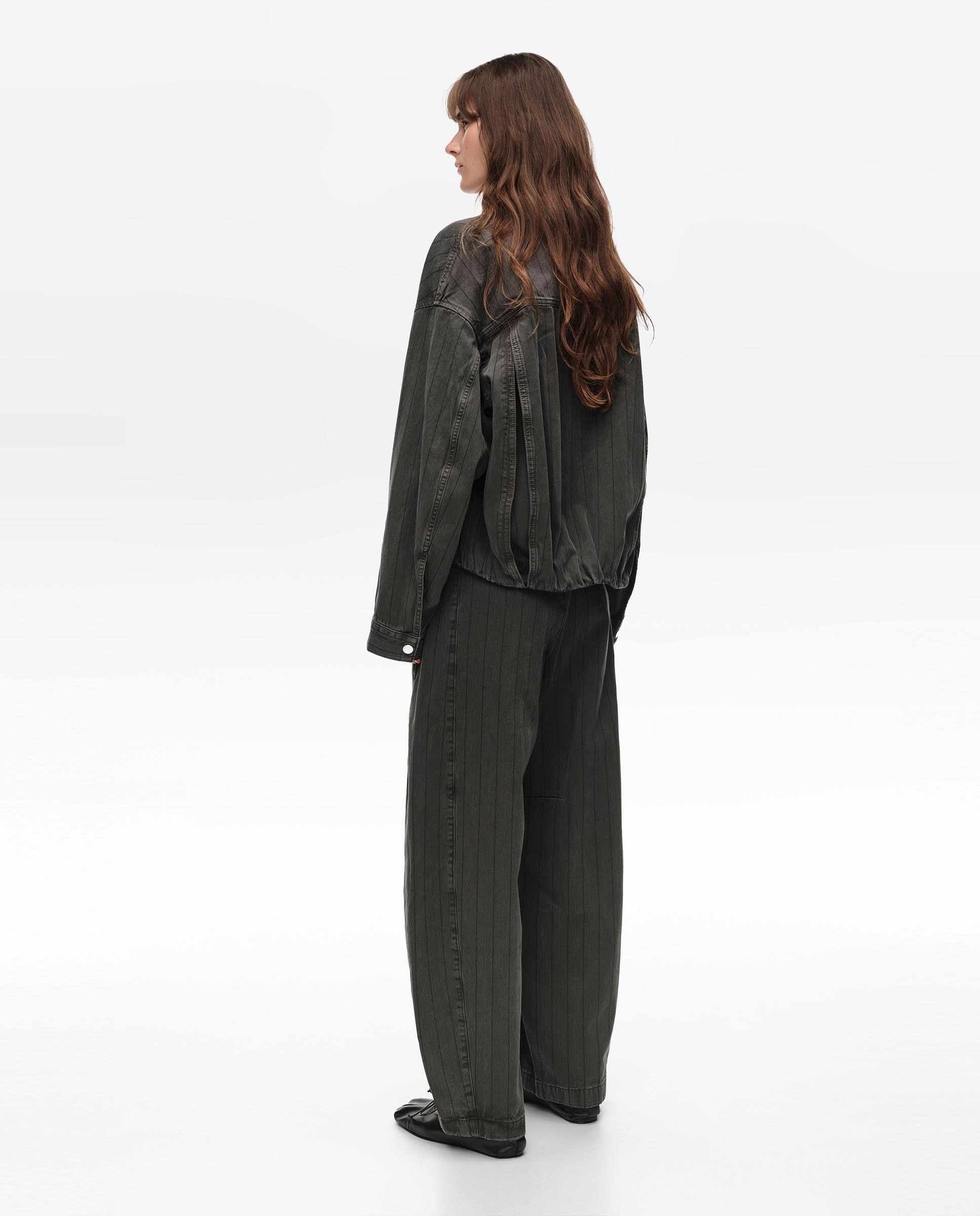 Blusão Denim Às Riscas Castanho-4