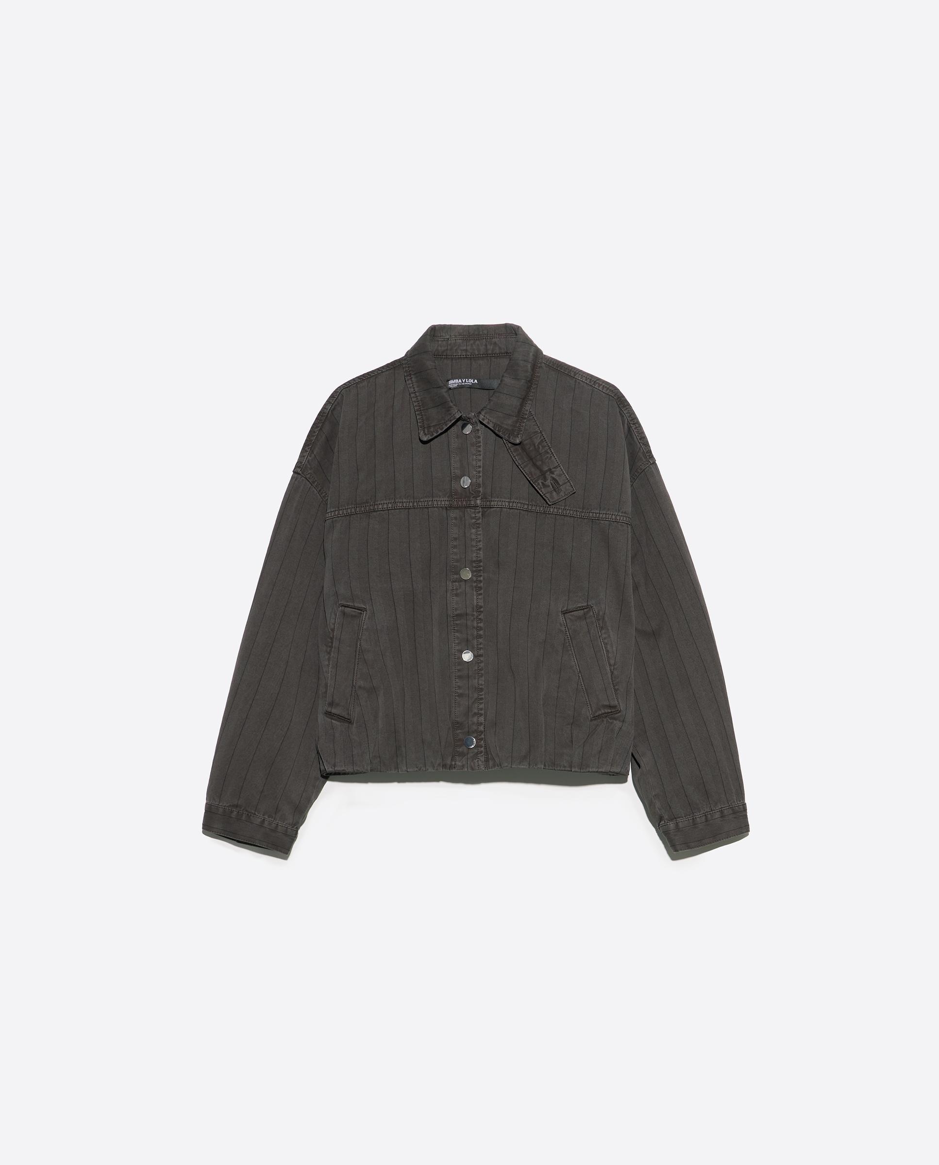 Blusão Denim Às Riscas Castanho-5