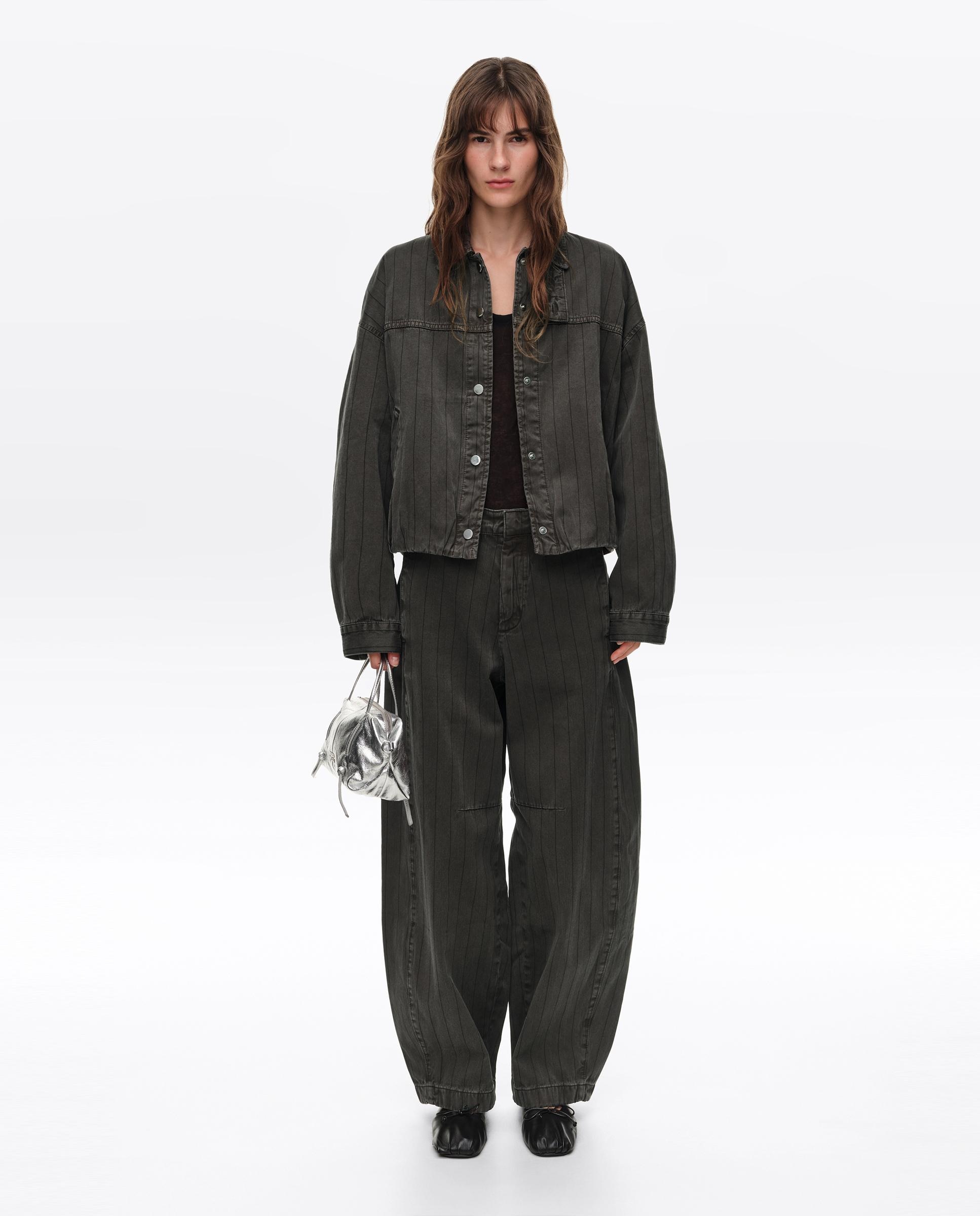 Blusão Denim Às Riscas Castanho-6