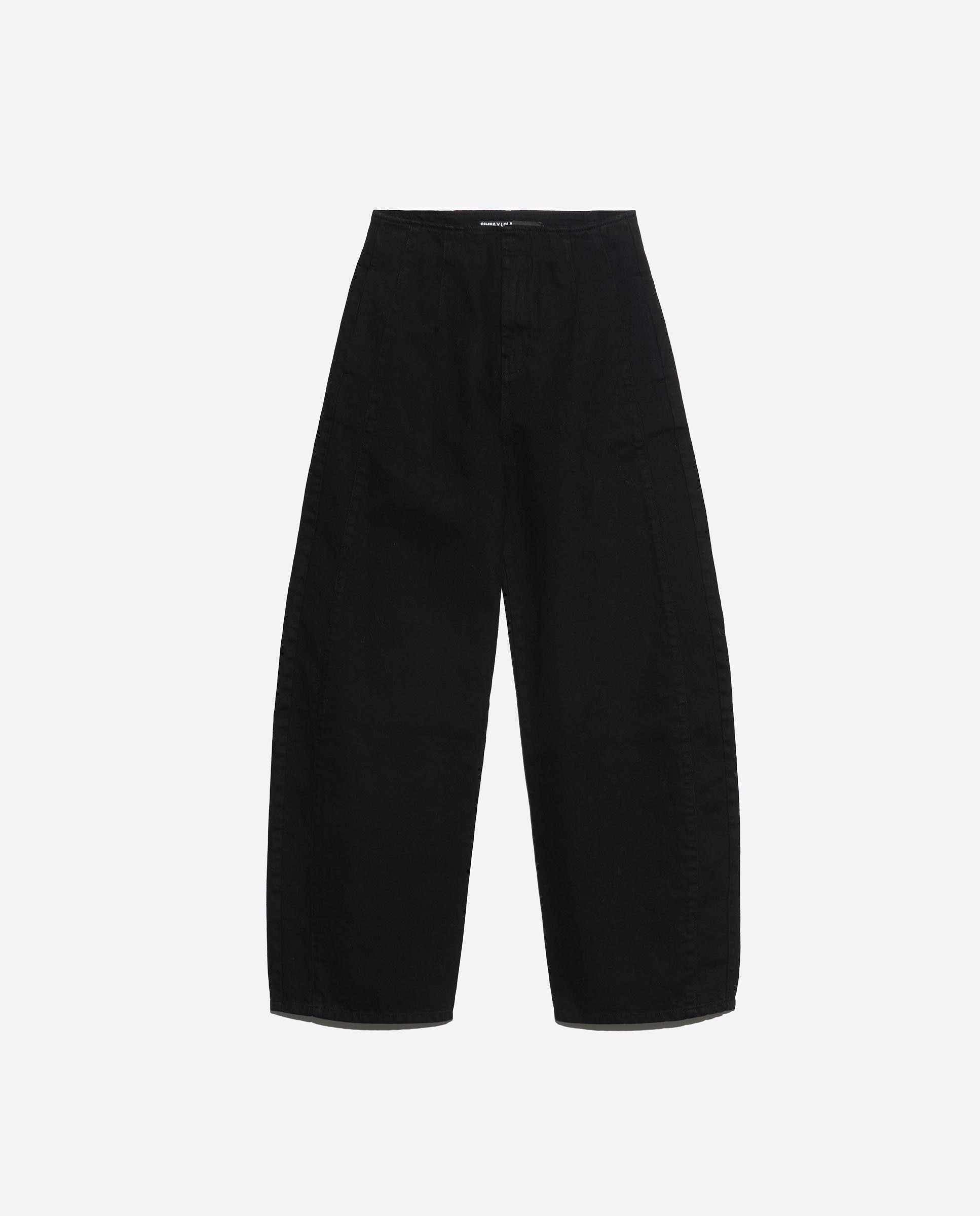 Calças Largas Barrel com Fivela Preto-5