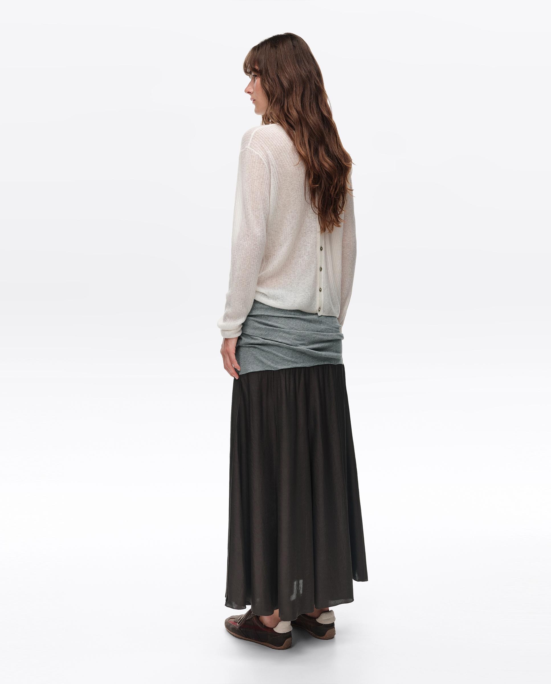 Saia Bimaterial Franzida Linha a Cinzento-5