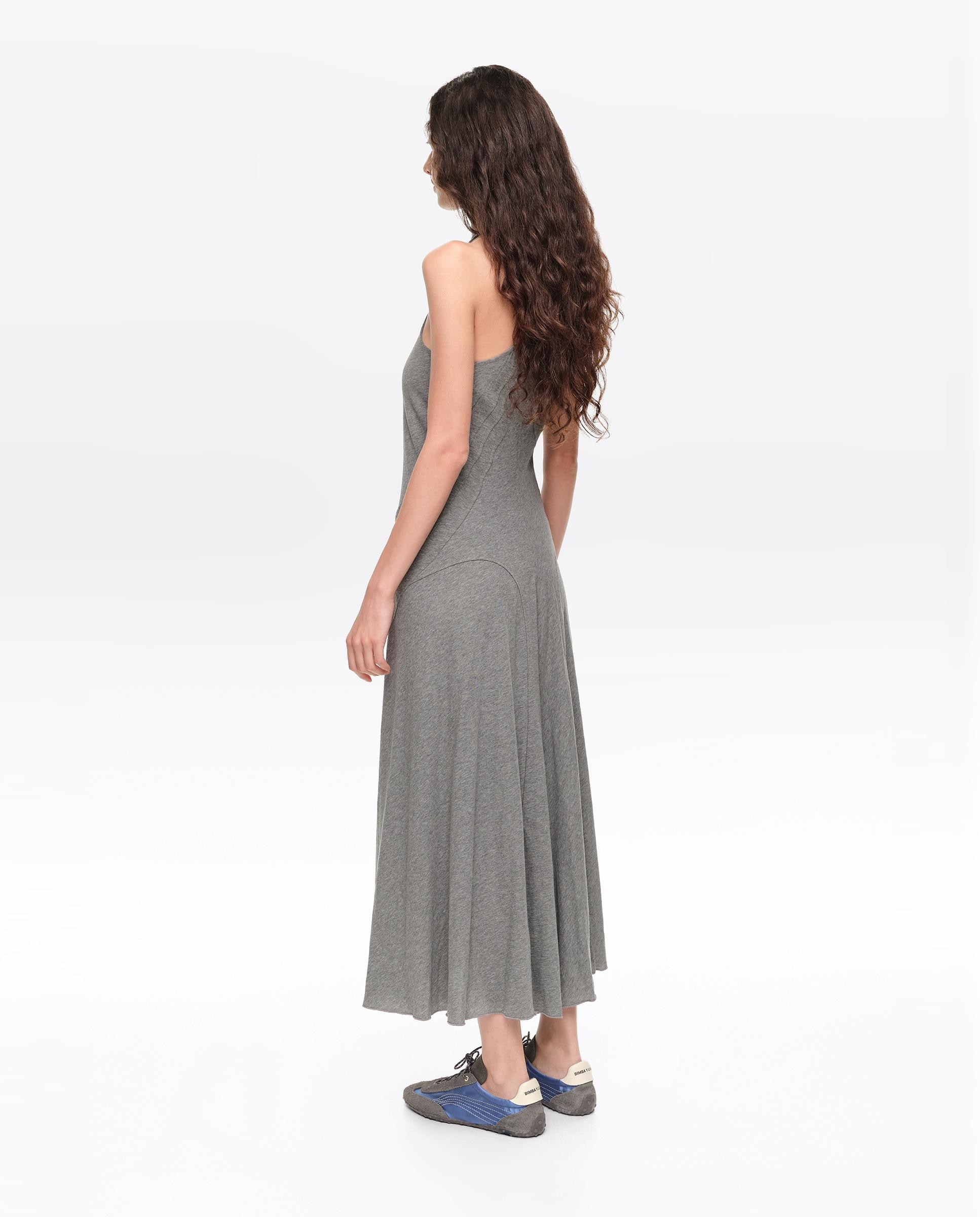 Vestido Midi sem Mangas Cinzento-claro-4