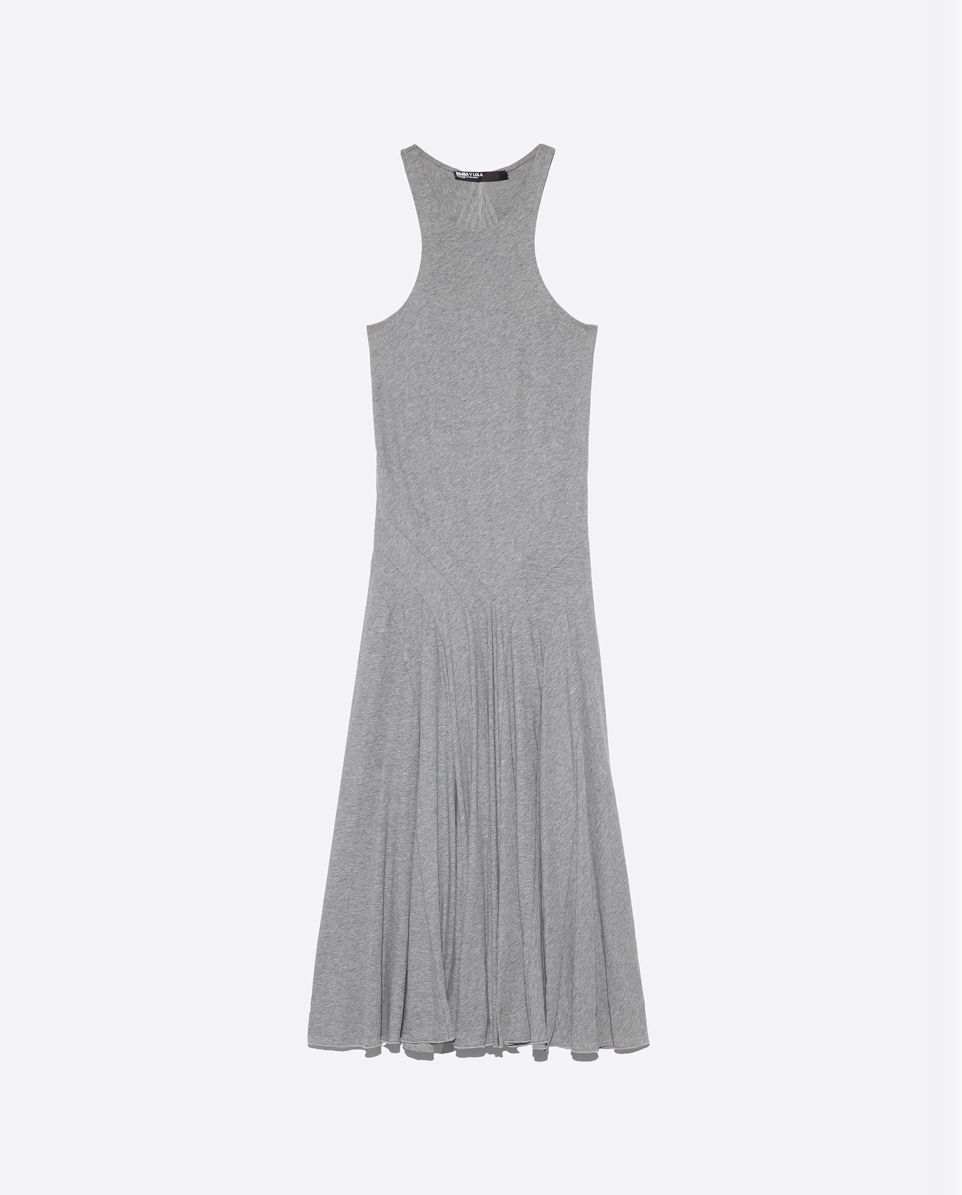 Vestido Midi sem Mangas Cinzento-claro-5