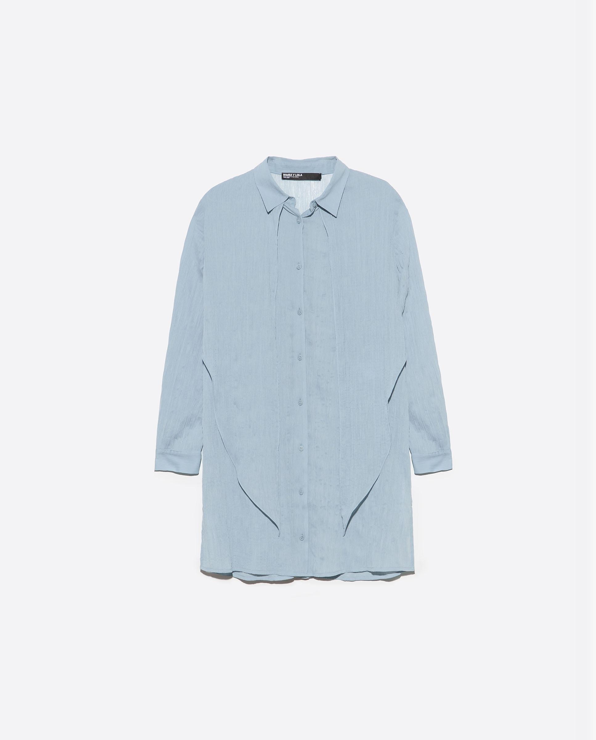 Camisa Plissada com Maxilaço Azul-claro-5