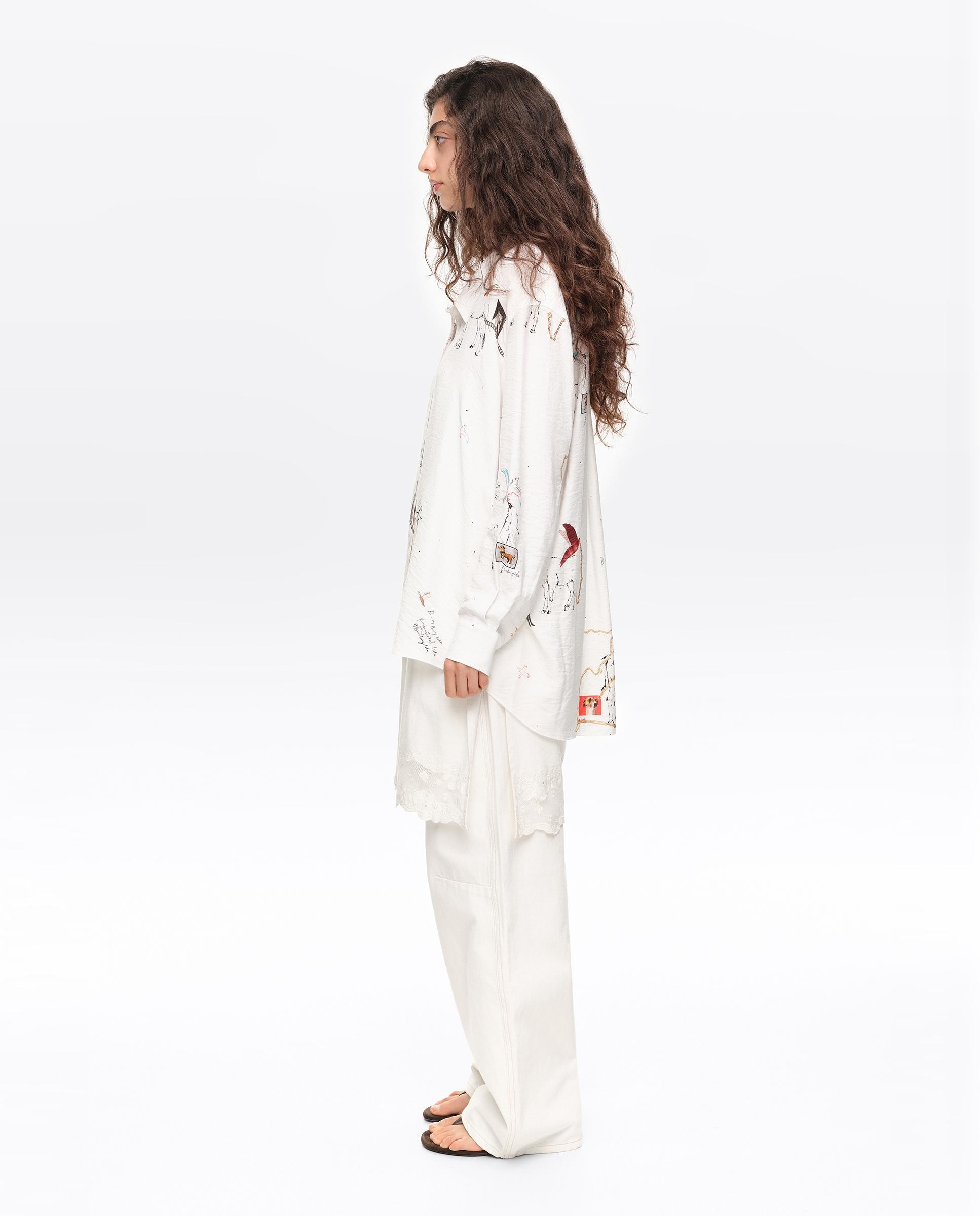 Camisa de Manga Comprida Collage Animal Chain Branco-3
