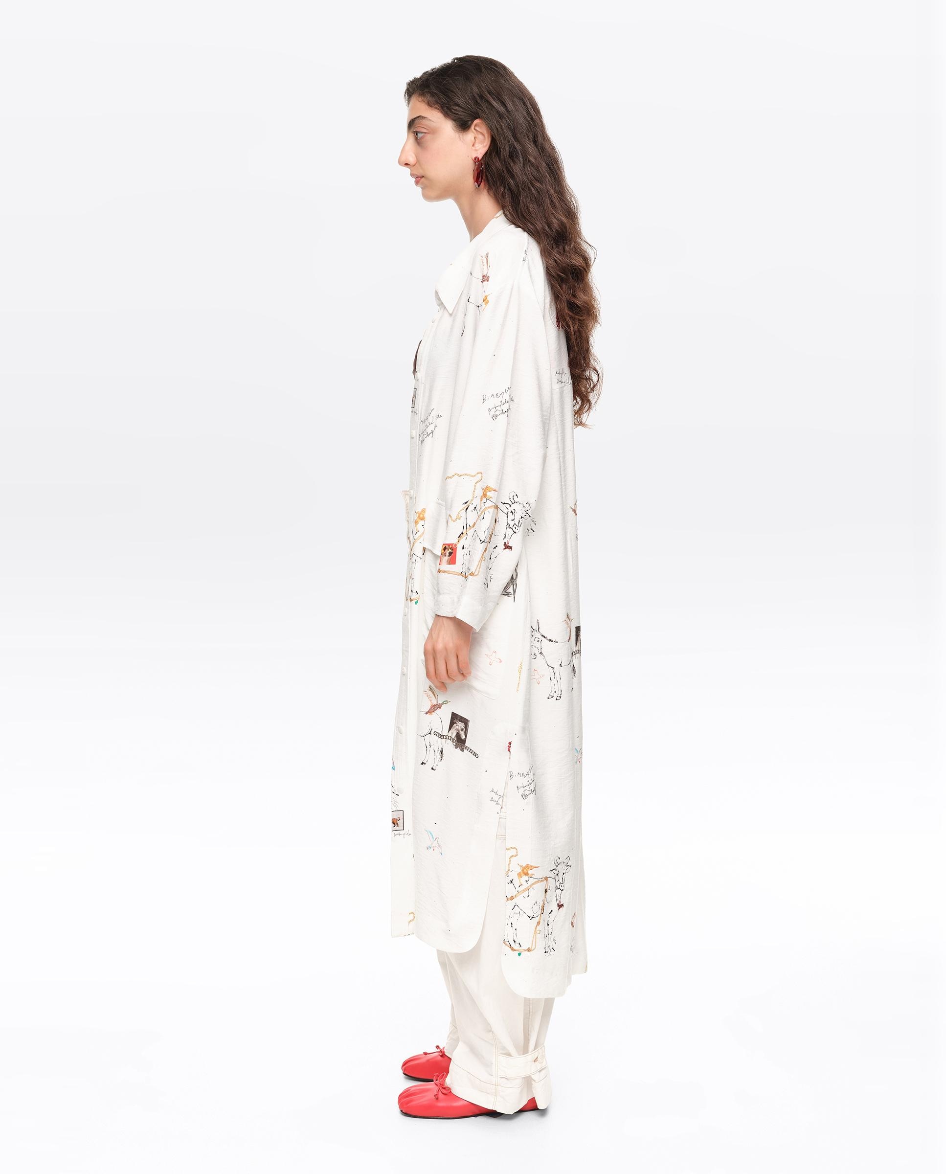 Vestido Tipo Camisa Midi Collage Animal Chain Branco-3