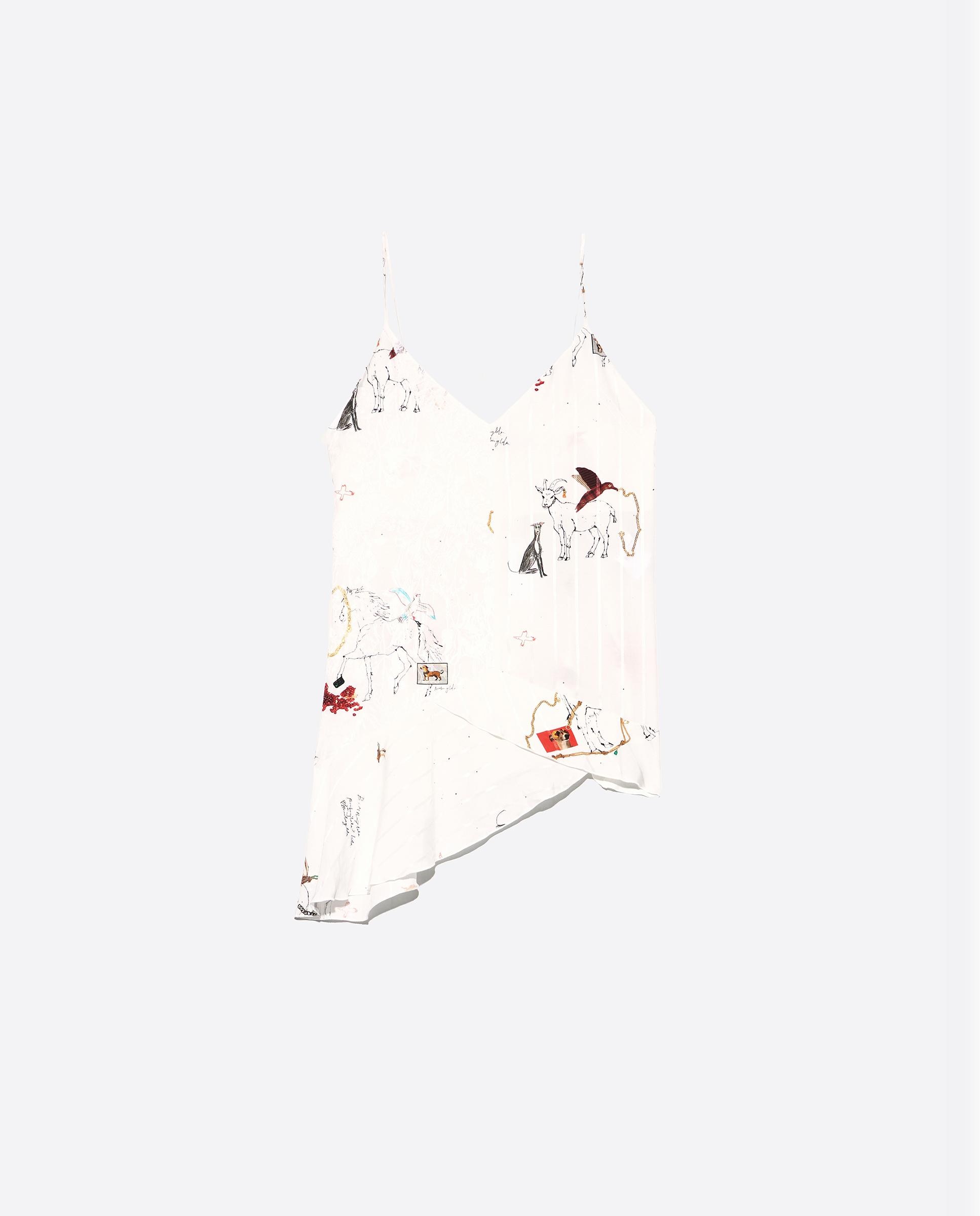 Top de Alças e Folhos Collage Animal Chain Branco-5
