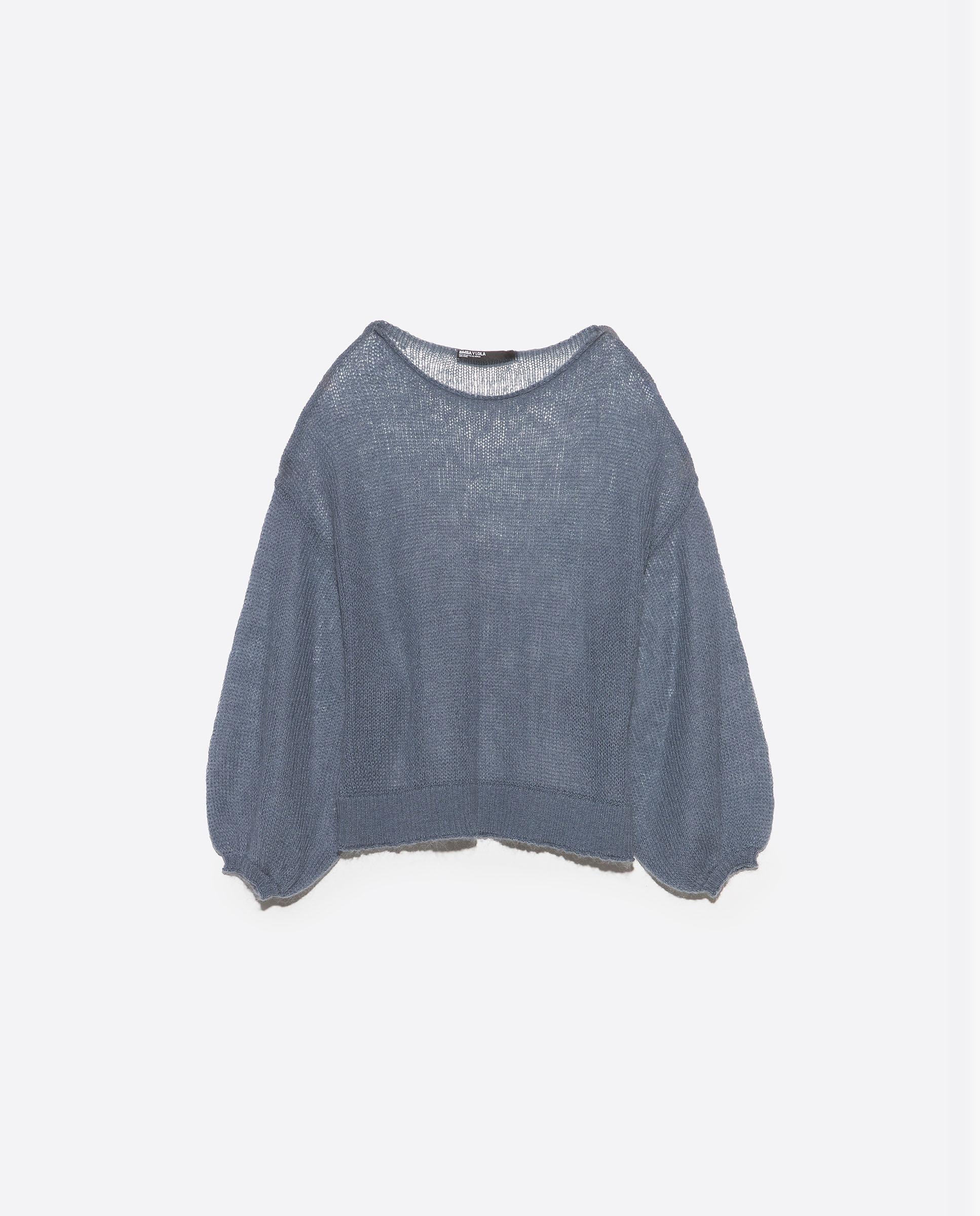 Camisola Mohair com Decote À Barco Azul-claro-5