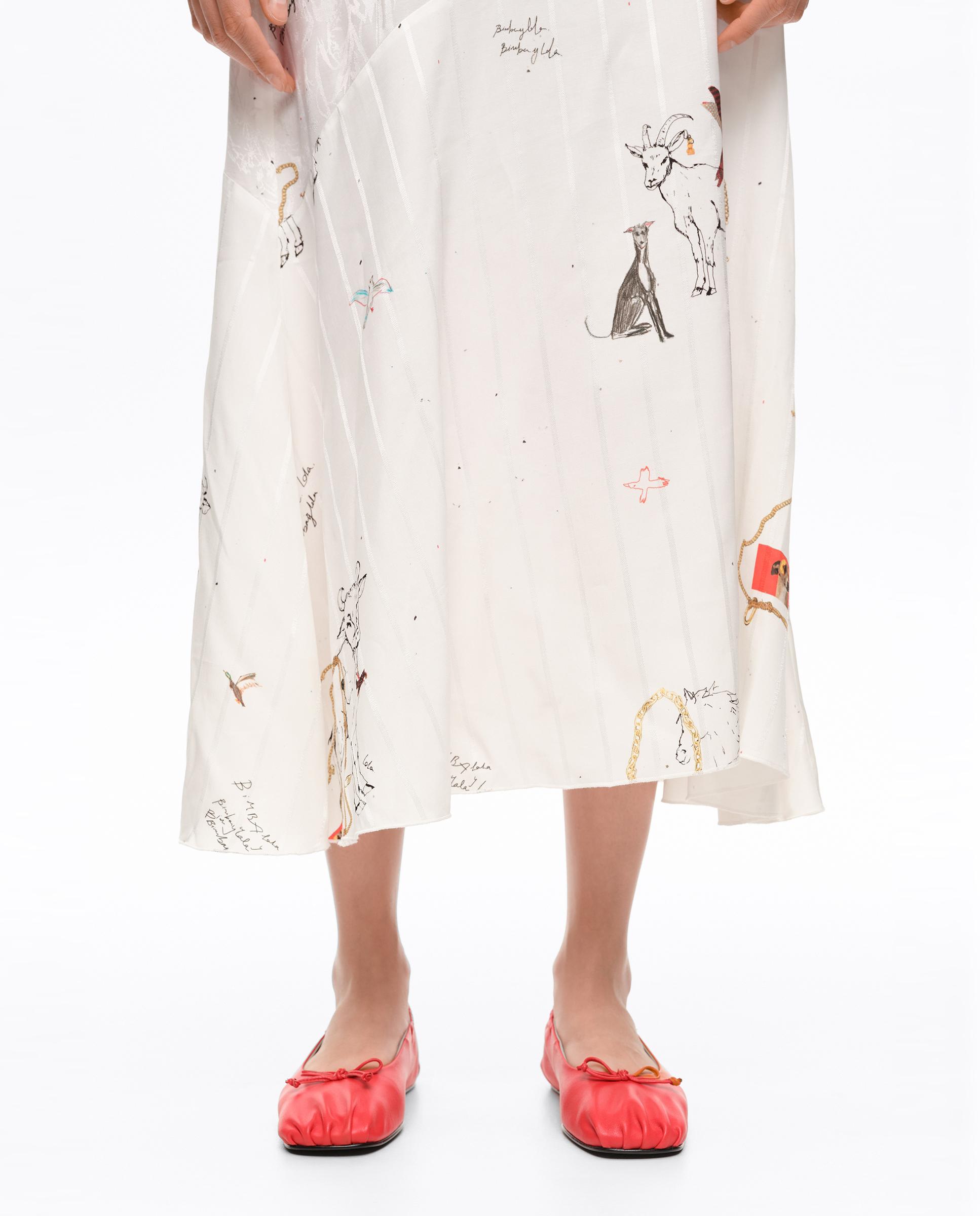 Vestido Midi sem Mangas Collage Animal Chain Branco-3