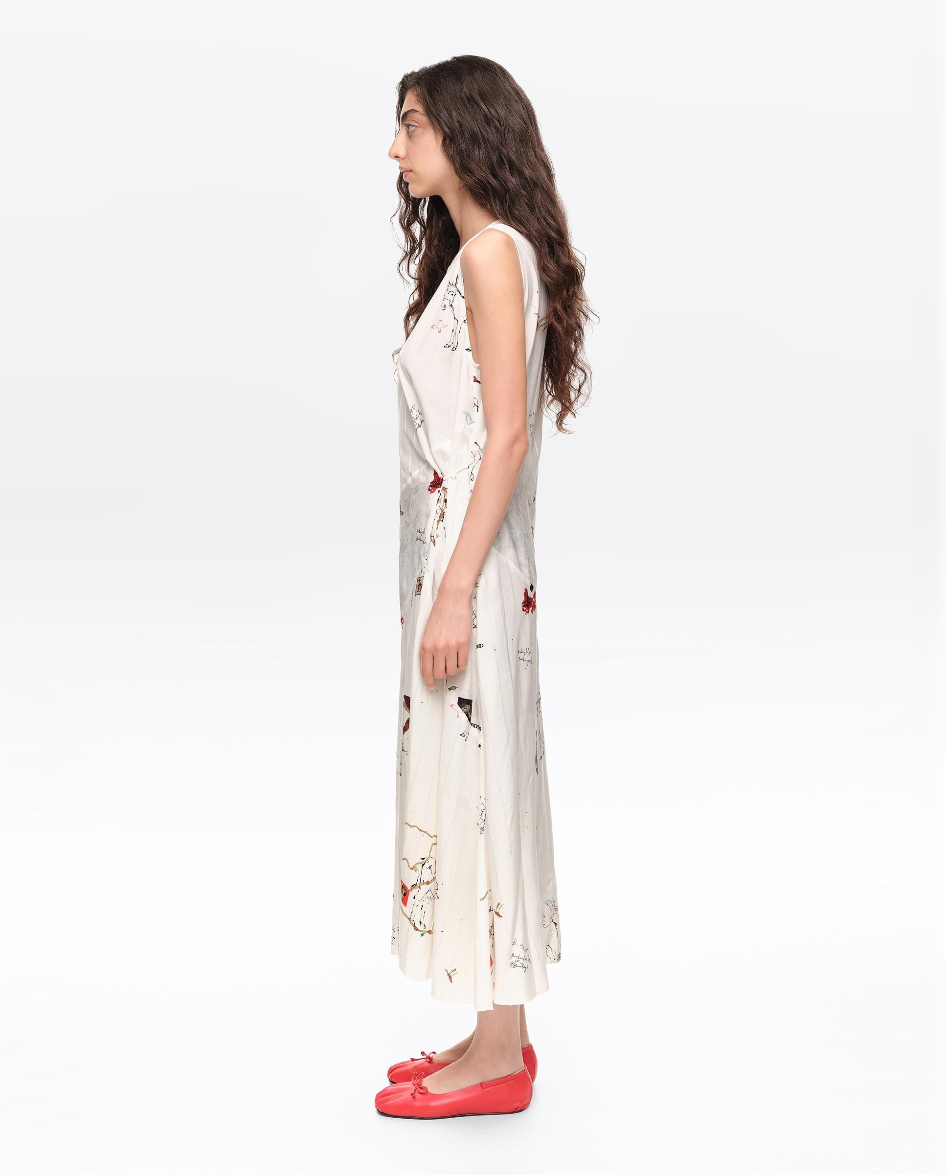 Vestido Midi sem Mangas Collage Animal Chain Branco-4
